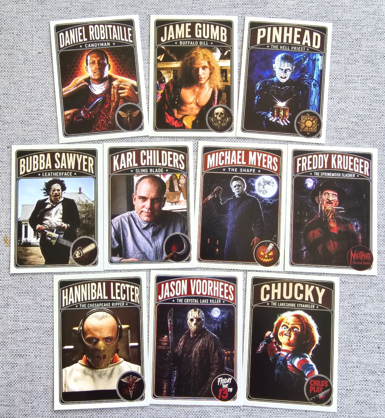 SET OF 10 - CUSTOM ACEO ICONIC CULT CLASSIC HORROR MOVIE CHARACTER TRADING CARDS