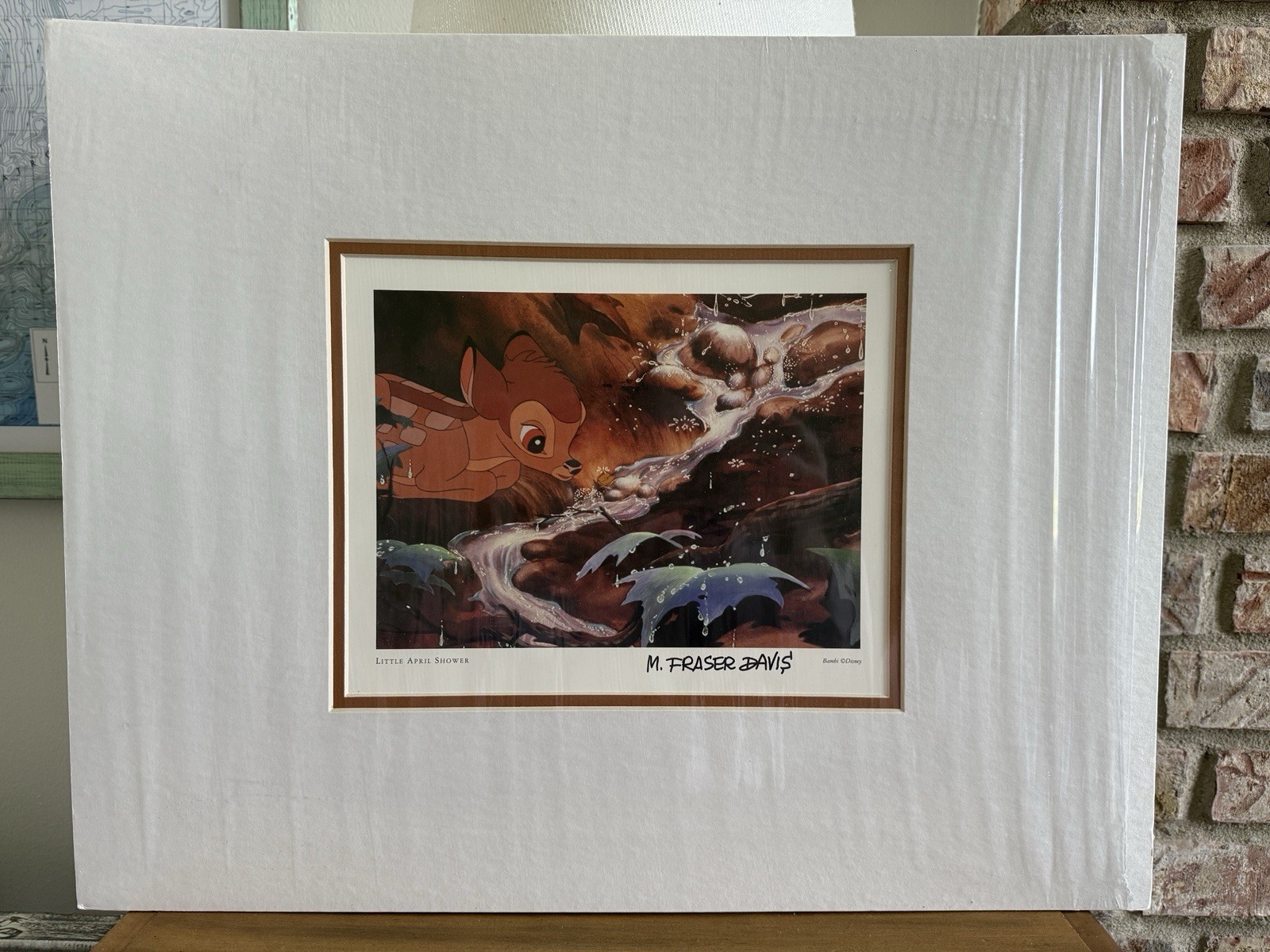 Classic Disney Print; Signed By M. Fraser Davis W/COA.BAMBI: Little April Shower Classic Disney Print; Signed By M. Fraser Davis W/COA.BAMBI: Little April Shower