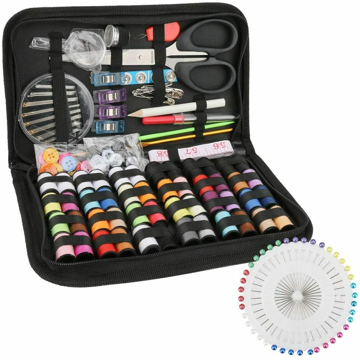 172pc Home Travel Sewing Kit Thread Threader Needle Tape Measure Scissor Thimble 172pc Home Travel Sewing Kit Thread Threader Needle Tape Measure Scissor Thimble