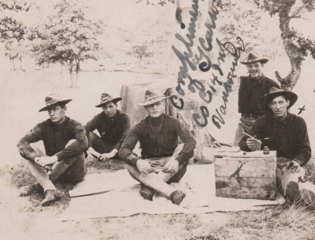 Men War Group Militaria RPPC Undivided Back Postcard Lake Washington Michigan Men War Group Militaria RPPC Undivided Back Postcard Lake Washington Michigan