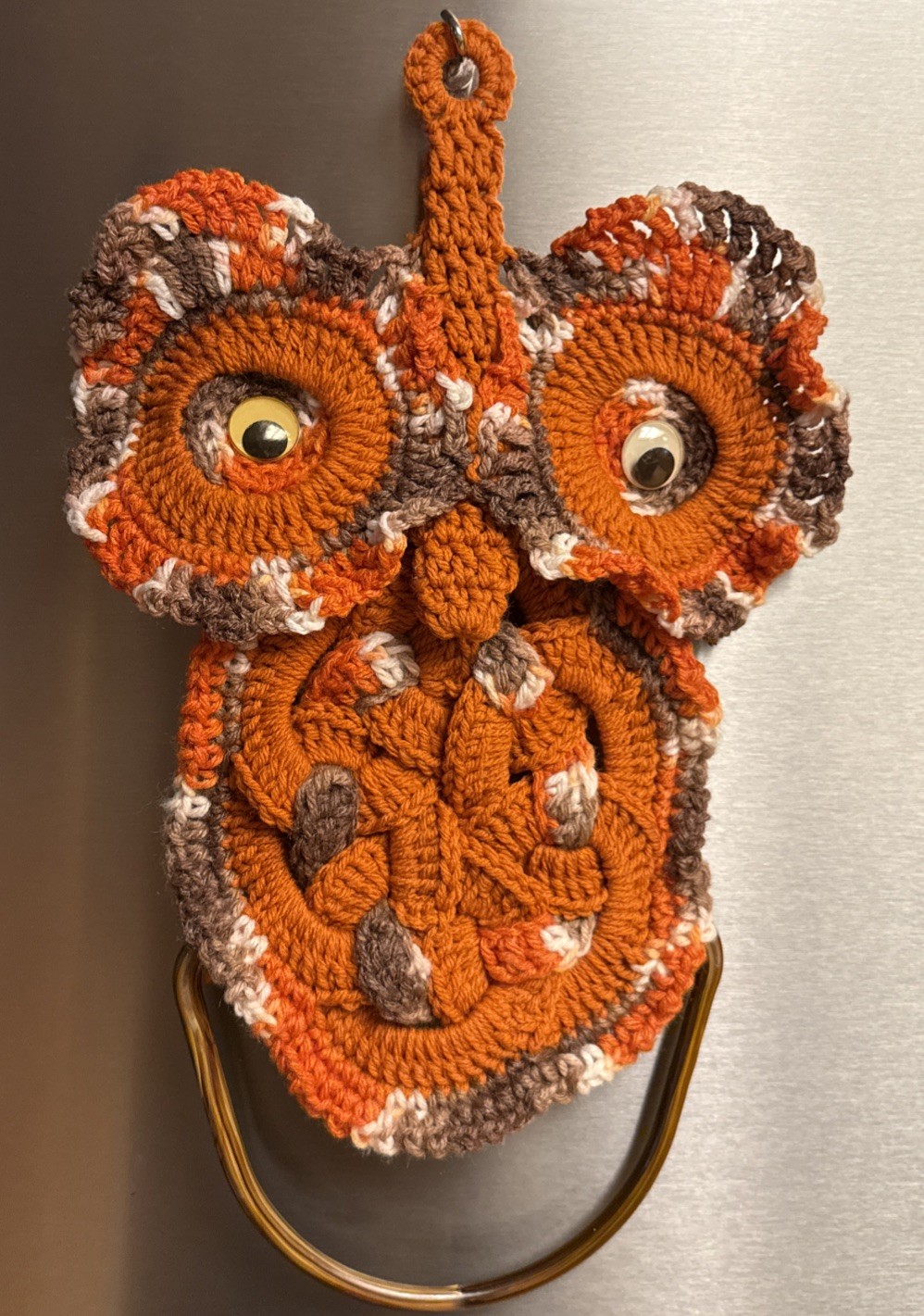 Vintage 1970s Boho Owl Macrame Wall Hanging Orange Grandma Kitchen MCM Vintage 1970s Boho Owl Macrame Wall Hanging Orange Grandma Kitchen MCM