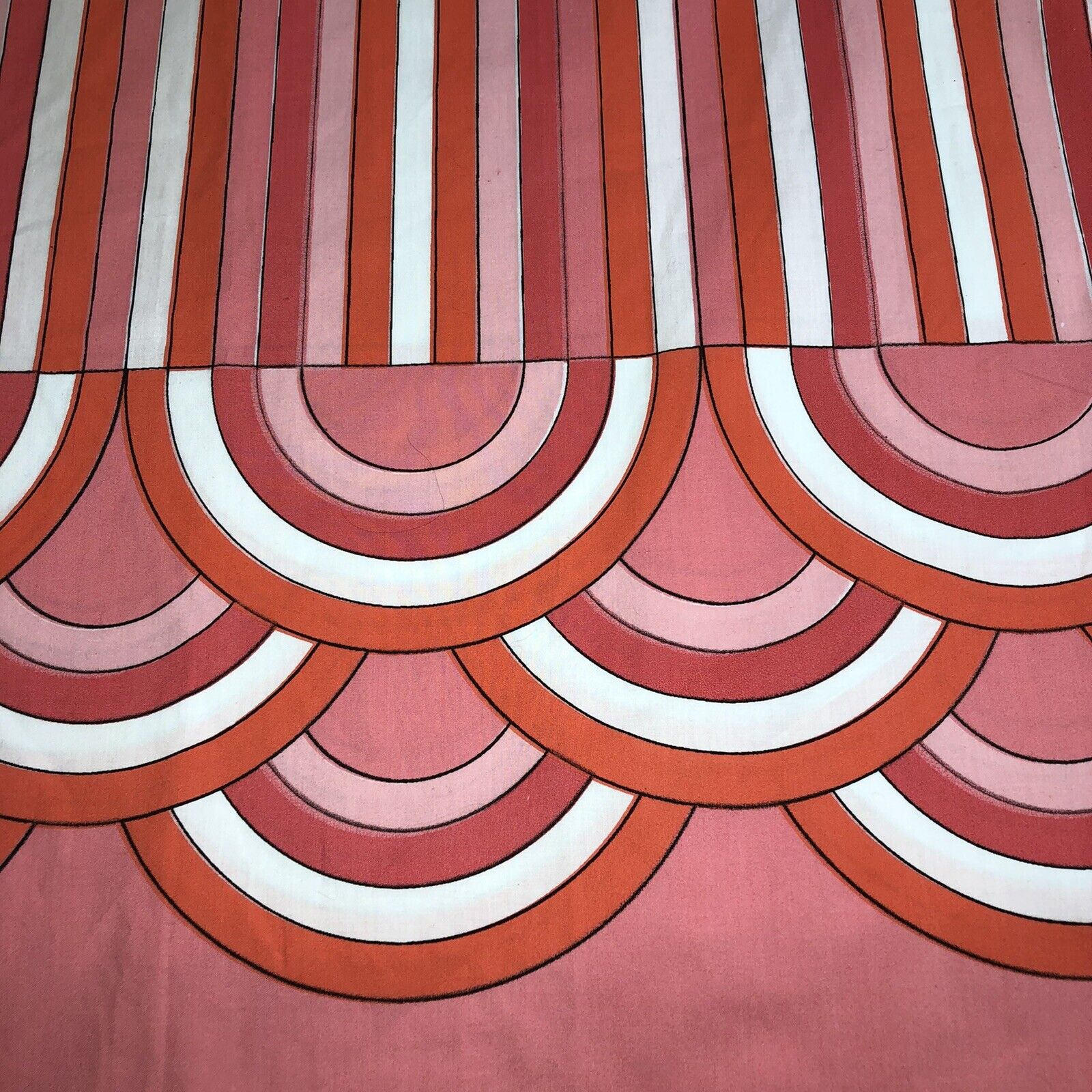 Vintage Vera Collection By Burlington Twin Flat Sheet Rainbow Stripe Pinks USA