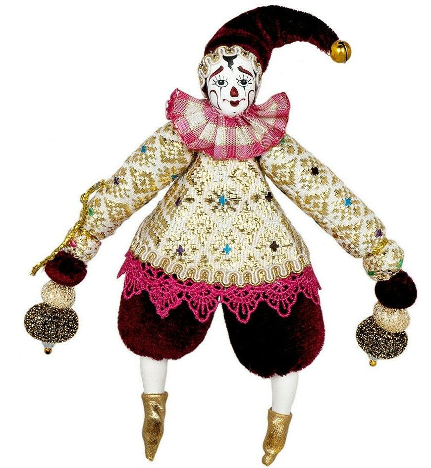 Pulcinello Collectible Clown Doll, Russian Handmade, 6-in Commedia Dell\'Arte