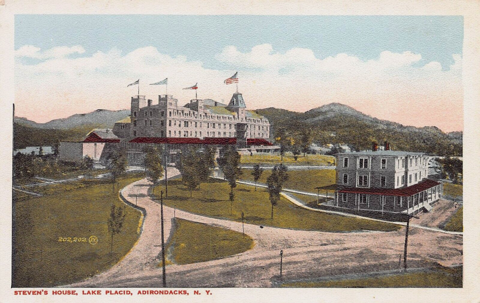 Steven's House, Lake Placid, Adirondack Mountains, New York, Early Postcard