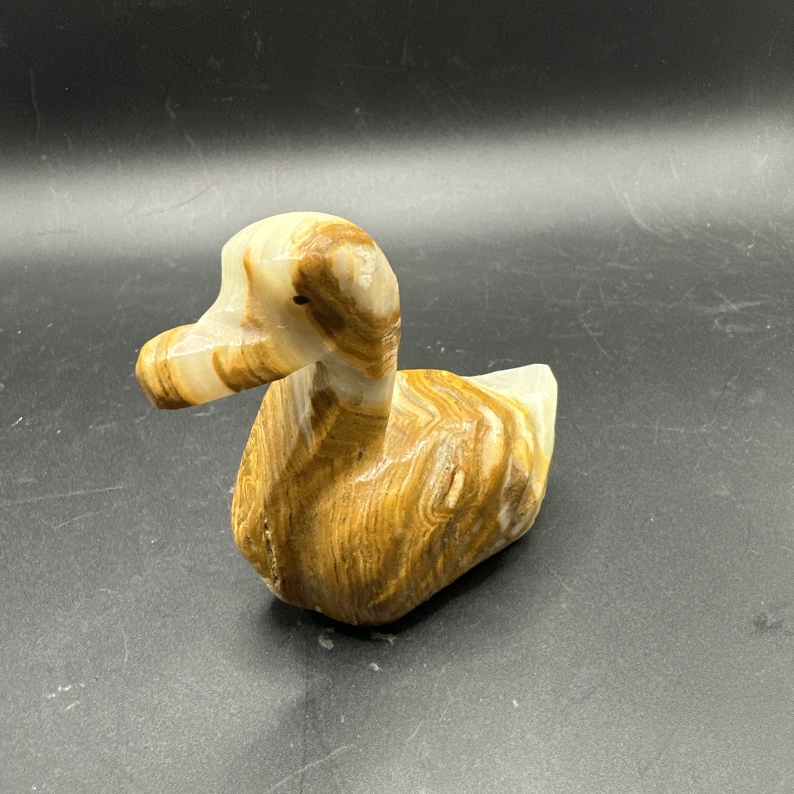 Vintage Banded Calcite Carved Duck Vintage Banded Calcite Carved Duck