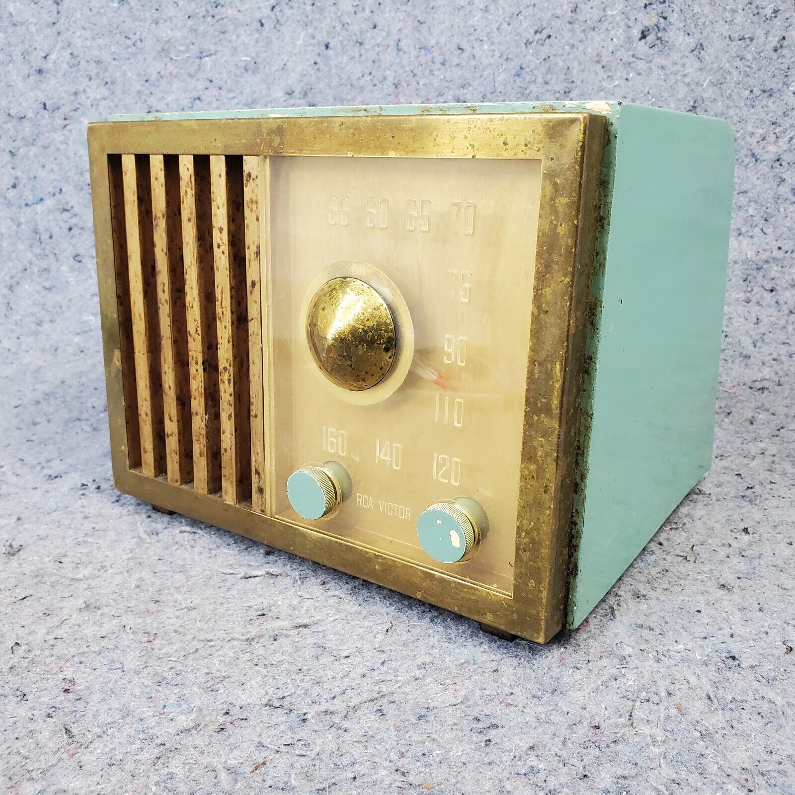 RCA Victor Tube Radio Model 75X12 AM Turquoise Blue 1950 MCM Vintage Not Working