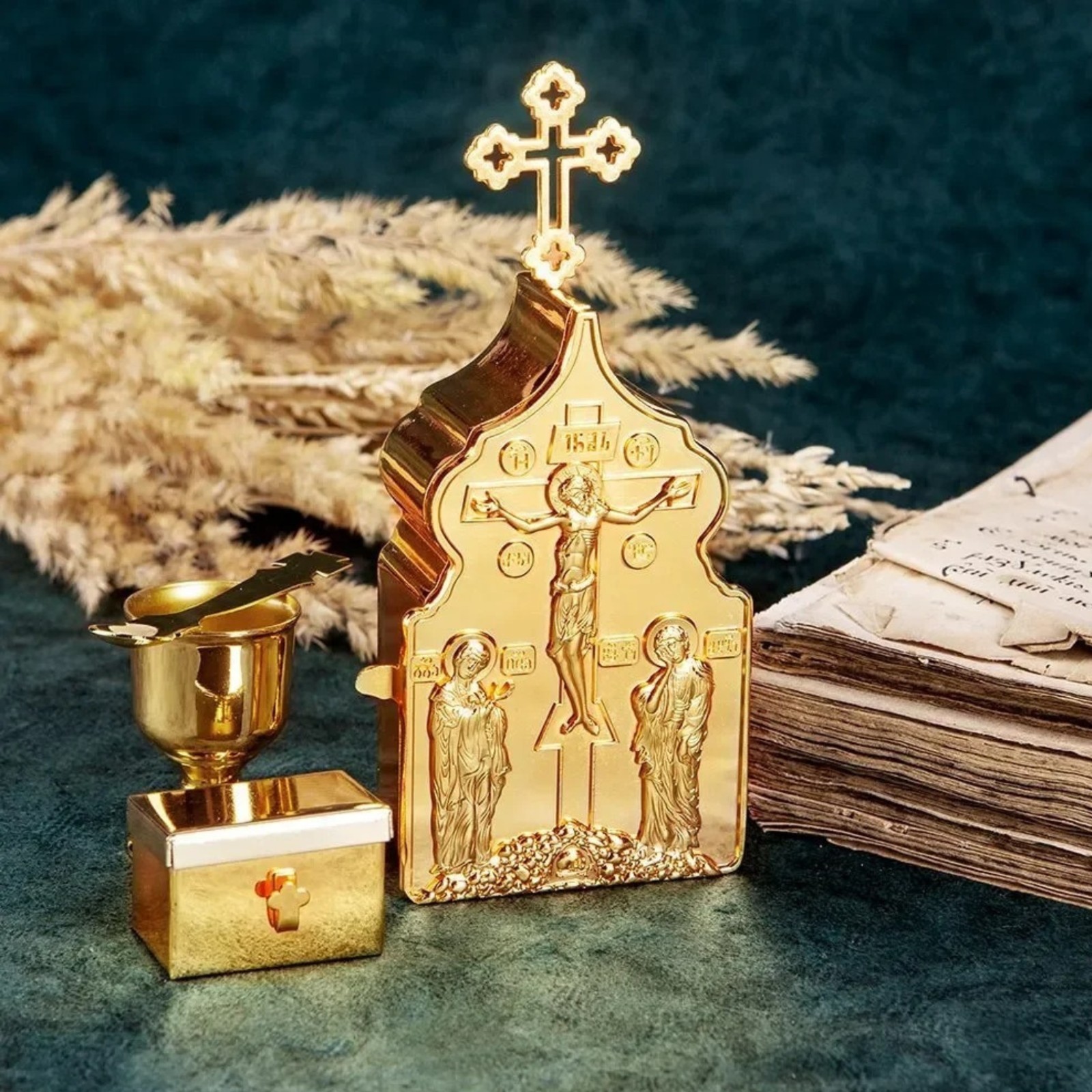 Gold Plated Holy Communion Set Chalice Box Spoon Cup Orthodox Liturgical Gifts Gold Plated Holy Communion Set Chalice Box Spoon Cup Orthodox Liturgical Gifts