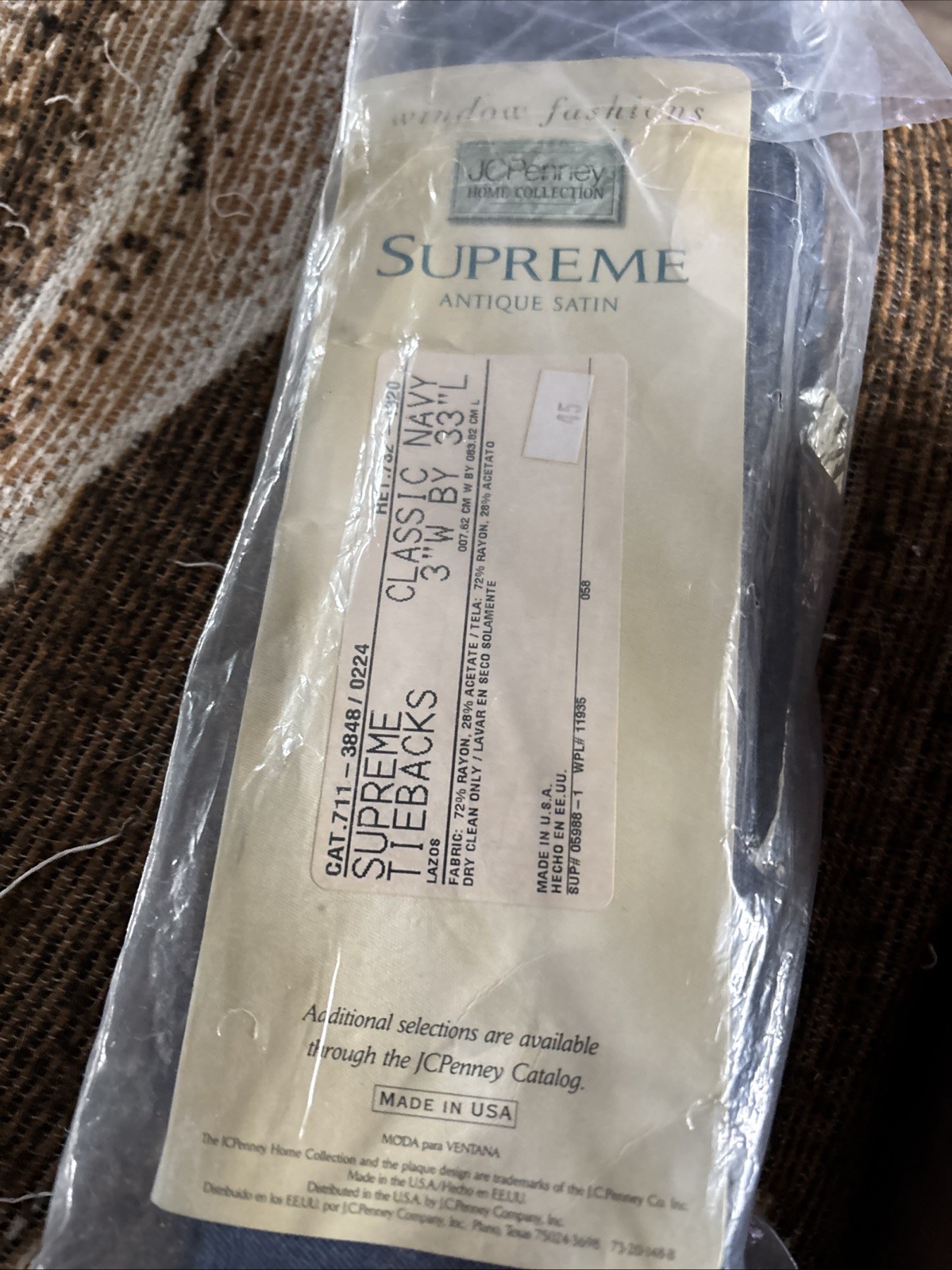 JC Penney Home Collection Supreme Antique Satin tiebacks in classic navy blue JC Penney Home Collection Supreme Antique Satin tiebacks in classic navy blue
