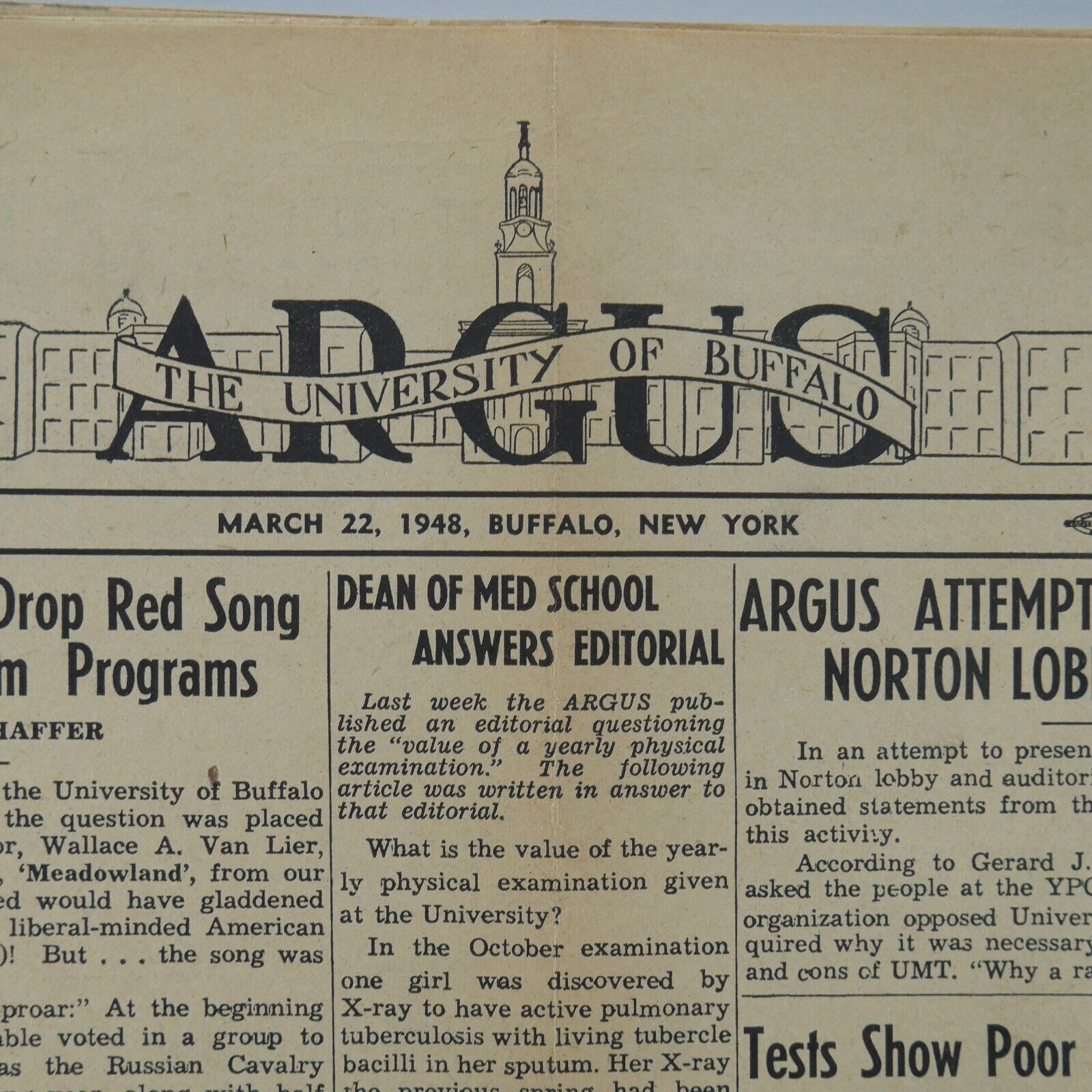 Vintage 1948 University of Buffalo Argus Newsletter NY Western WNY College