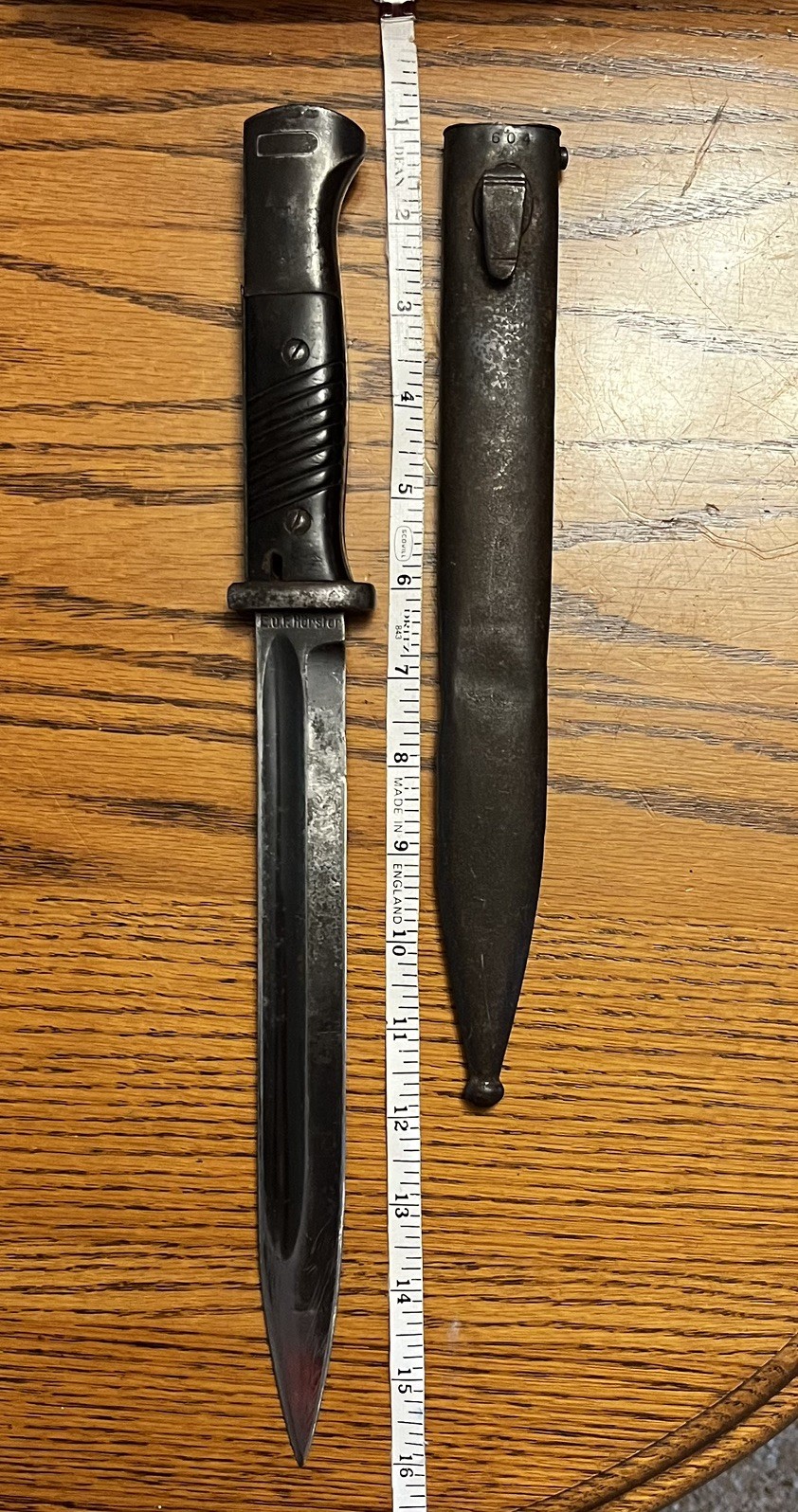 WWII German K98 Bayonet W/Scabbard Matching Numbers 1938 E.u.F. Hörster Pre-War WWII German K98 Bayonet W/Scabbard Matching Numbers 1938 E.u.F. Hörster Pre-War