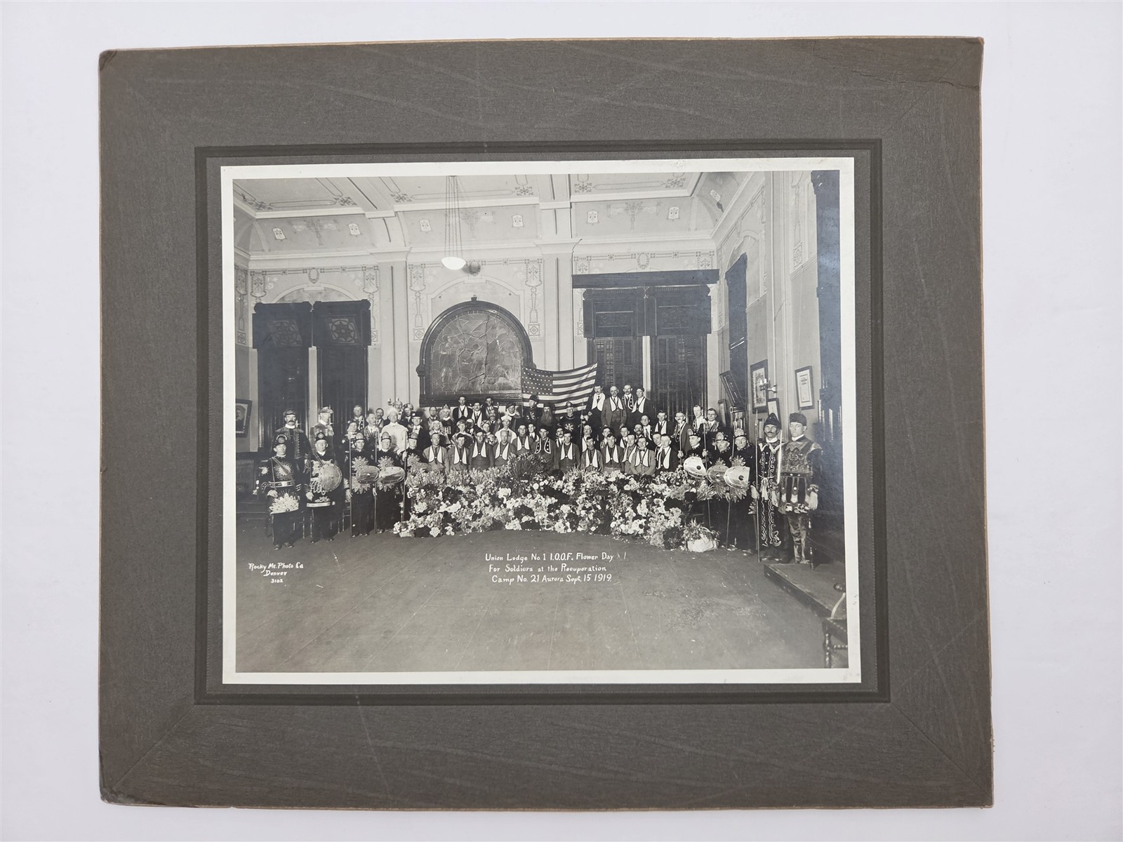 1919 antique PHOTO denver co UNION LODGE NO 1 IOOF soldiers recouperation camp