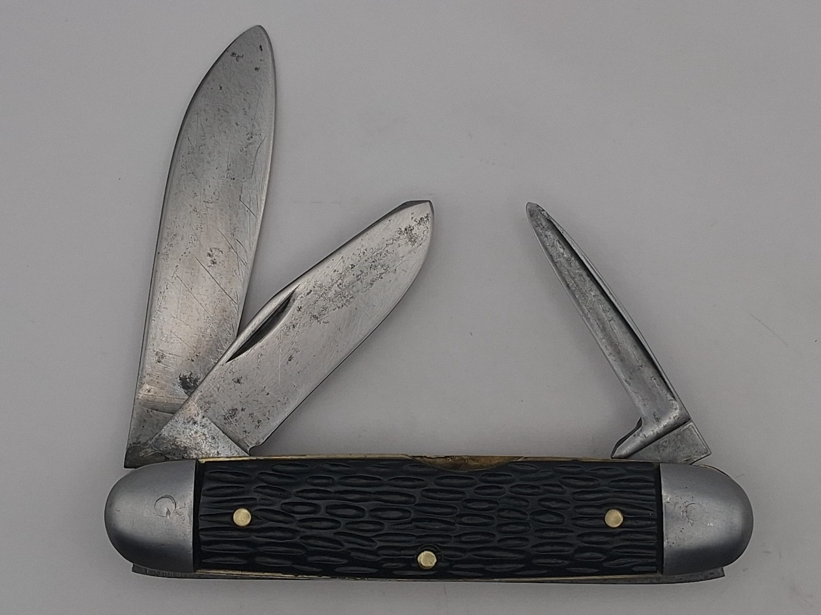 Vintage 1940s-60s Unbranded Contract Stockman Pocket Knife Genuine Black Vintage 1940s-60s Unbranded Contract Stockman Pocket Knife Genuine Black