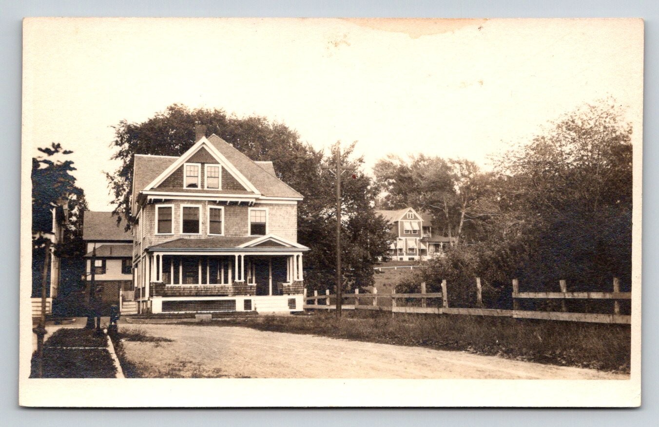 Vintage RPPC Real Photo Postcard Old Houses Residential Street Architecture