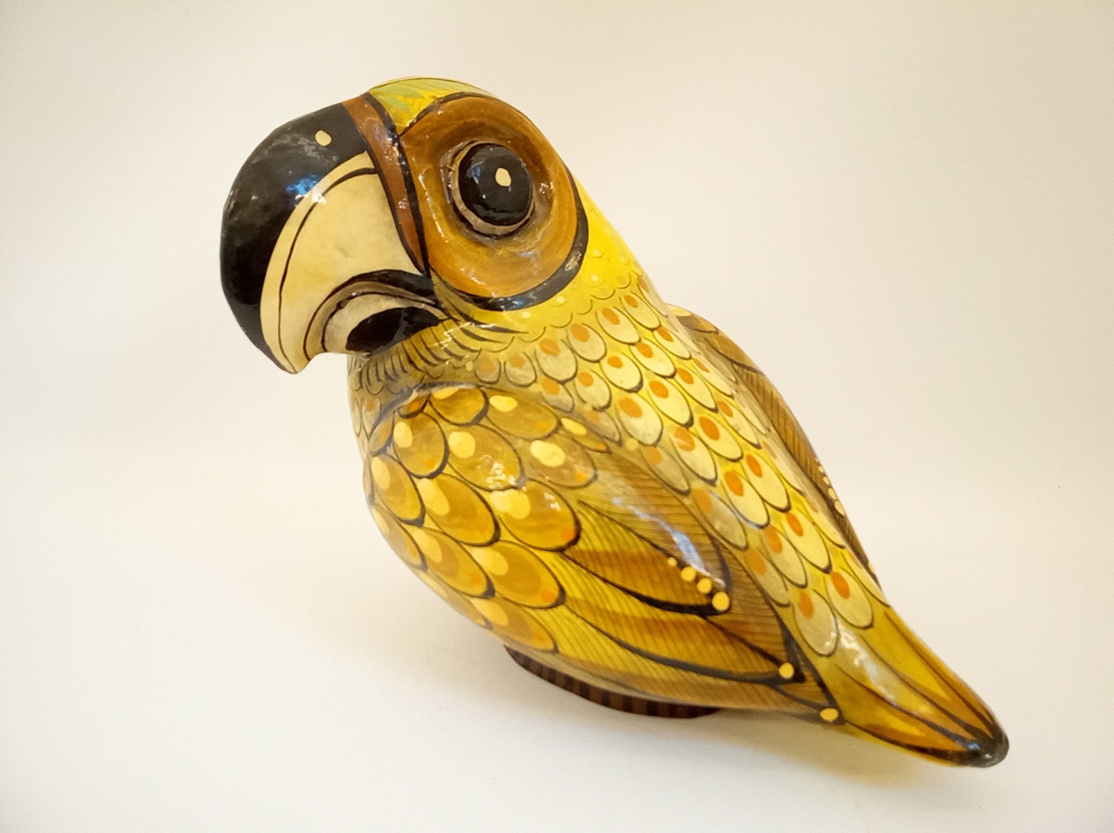 Vintage 60s MCM Sermel papier mache folk art parrot Tonala Mexico signed 11