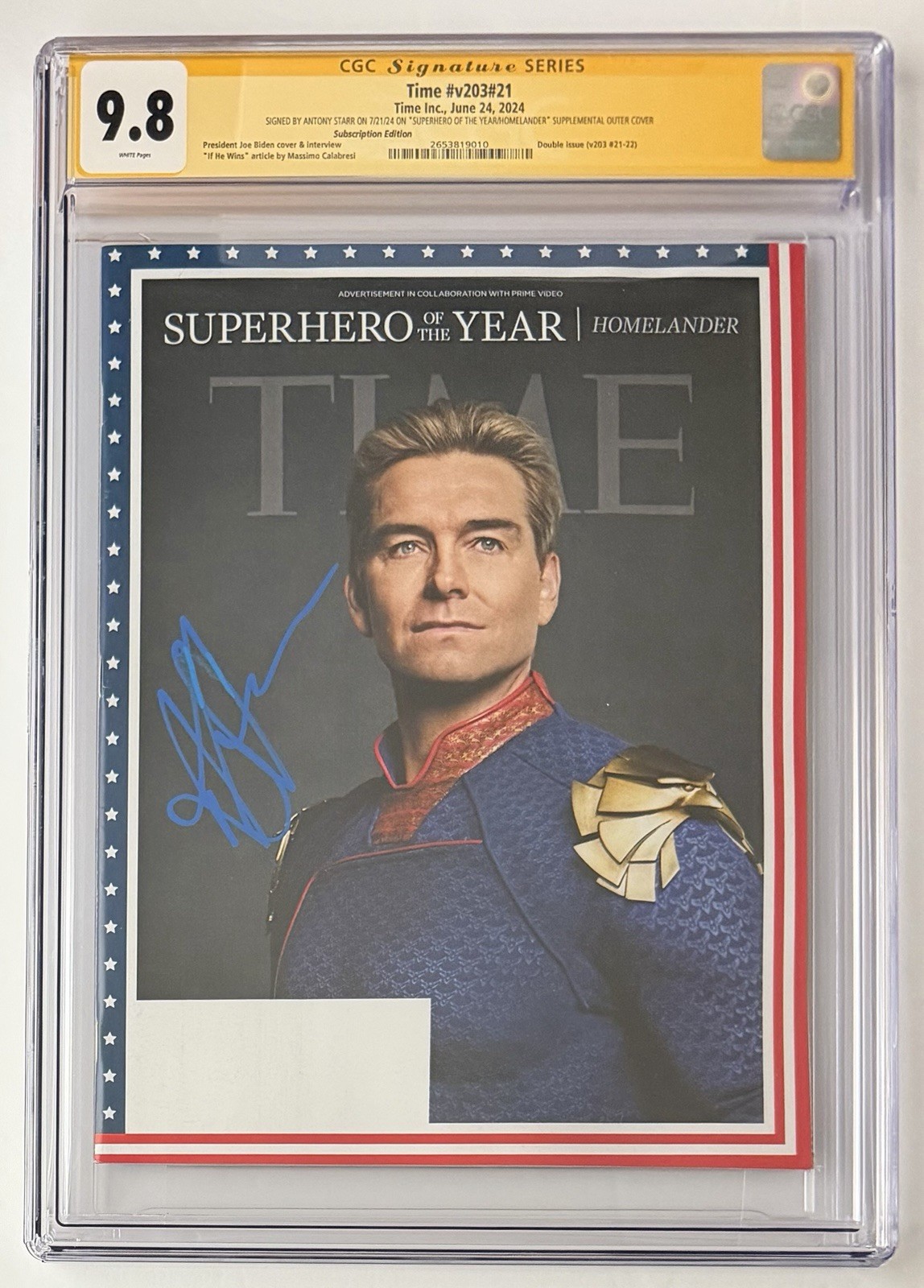 TIME MAGAZINE HOMELANDER • CGC SS 9.8 • ANTONY STARR • UNCIRCULATED • THE BOYS
