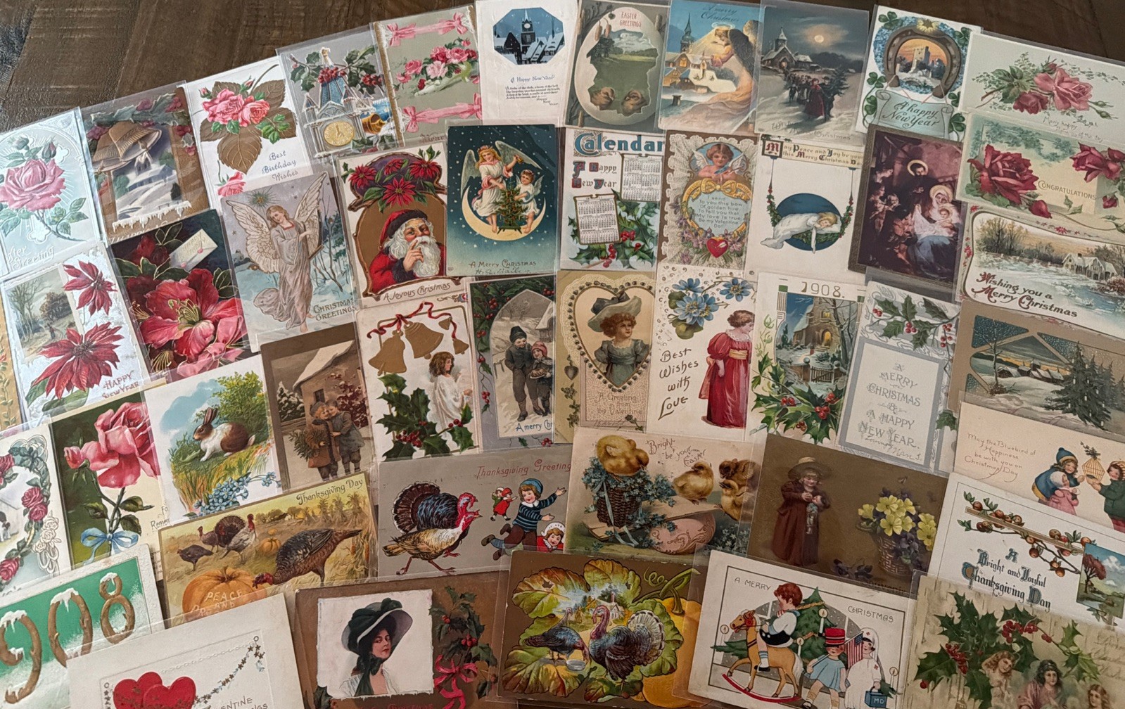 Lot of 60~Mixed~ Antique Vintage Holidays Greetings 1900's Postcards~Santa~s554