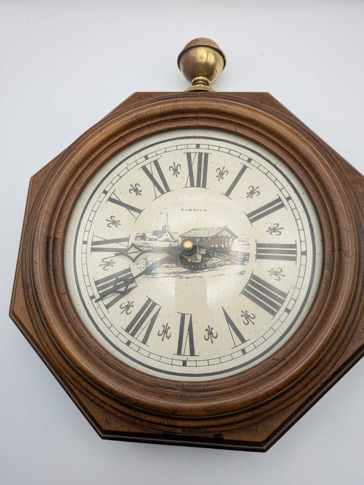 Barwick by Howard Miller Octagonal Wooden Wall Clock Rustic Country Scene Read