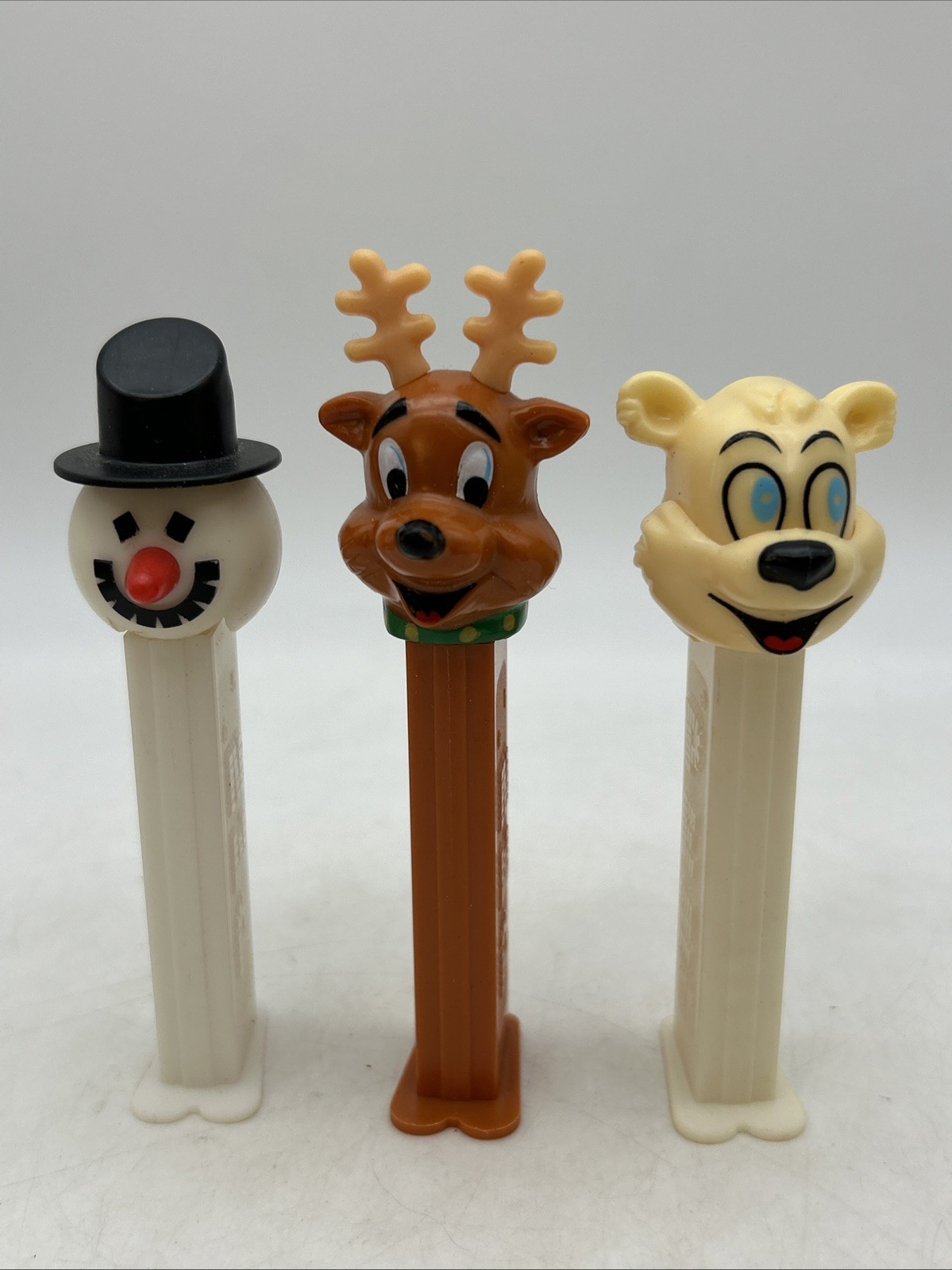 Vtg 1970-Snowman,1998-Polar Bear & 2002-Reindeer Pez Dispensers w/Feet