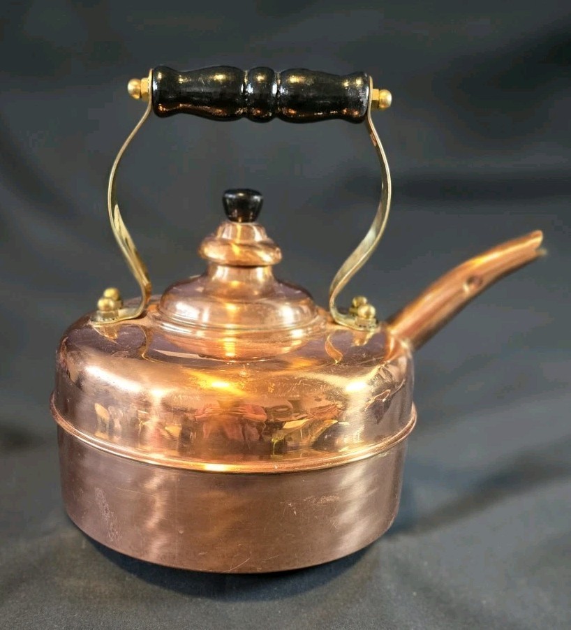 Vintage Solid Copper Whistling Simplex Tea Kettle Pot Made In England Vintage Solid Copper Whistling Simplex Tea Kettle Pot Made In England