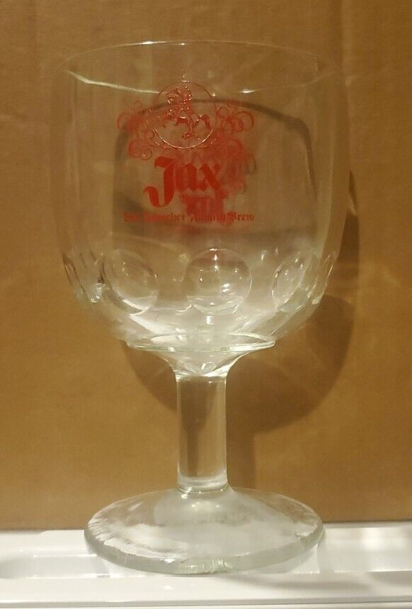 Vintage JAX BEER The Rabacher Family Brew Co. Goblet Chalice Style Pint Glass