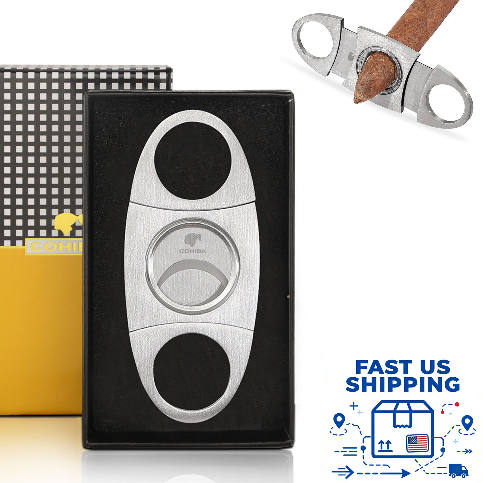 Cigar Cutter Guillotine Stainless Steel Smooth Double Blade Exquisite Cigar Clip