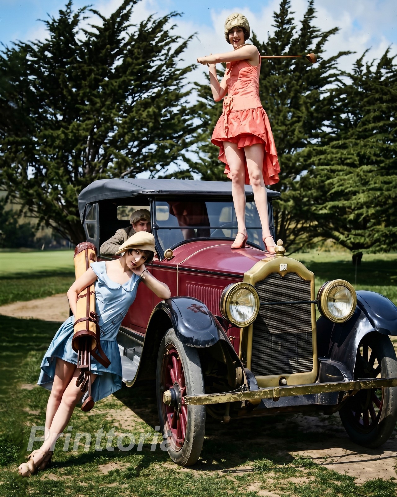 1920s VINTAGE CAR ❤️ Flapper Girl Classic Antique Auto Studio - 8x10 Photo