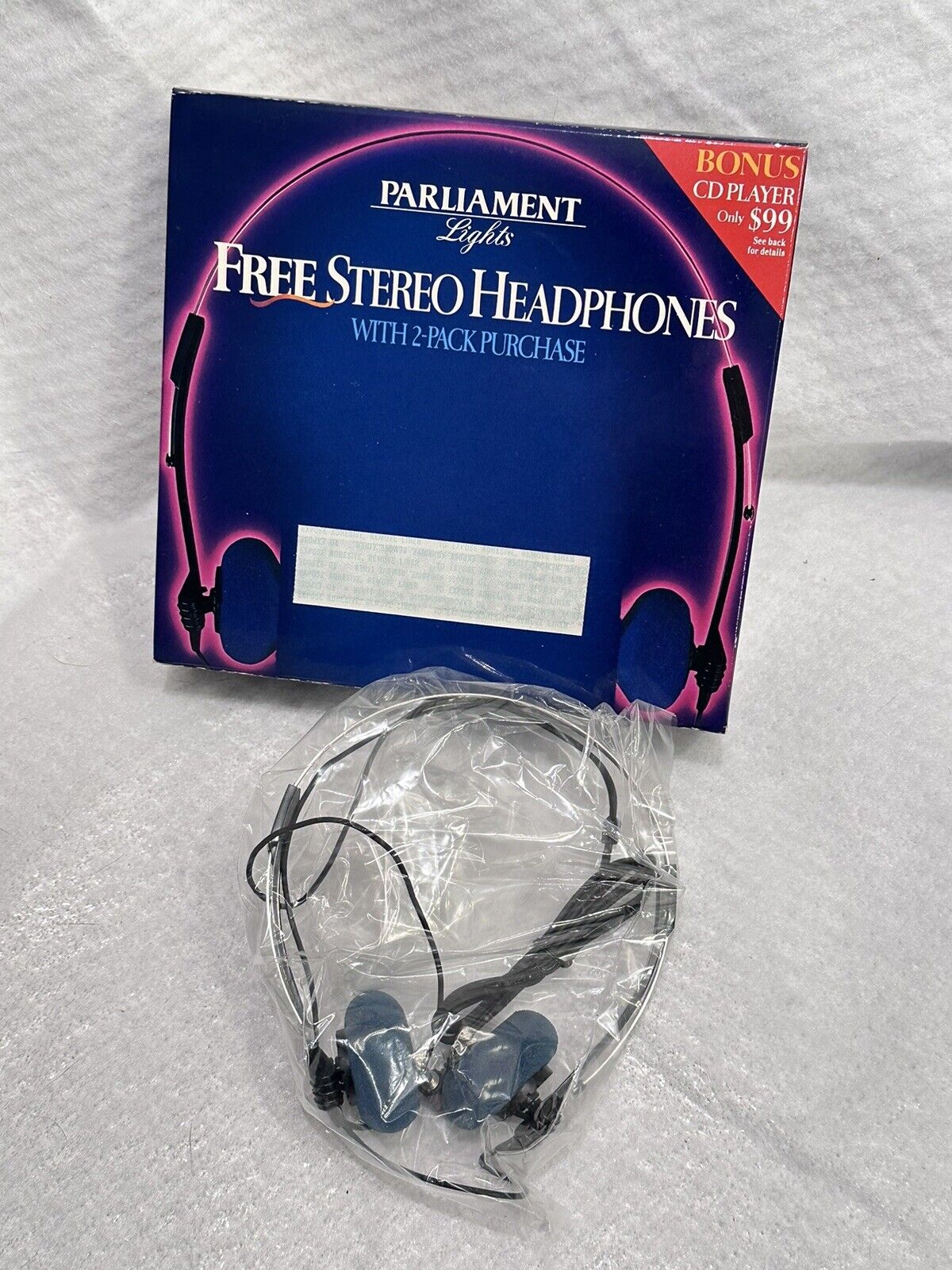 VINTAGE PARLIAMENT LIGHTS PROMOTIONAL STEREO HEADPHONES - NEW OLD STOCK