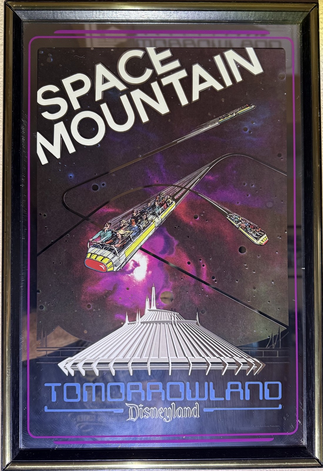Disneyland Space Mountain mirror poster - 1975 Walt Disney Productions Disneyland Space Mountain mirror poster - 1975 Walt Disney Productions