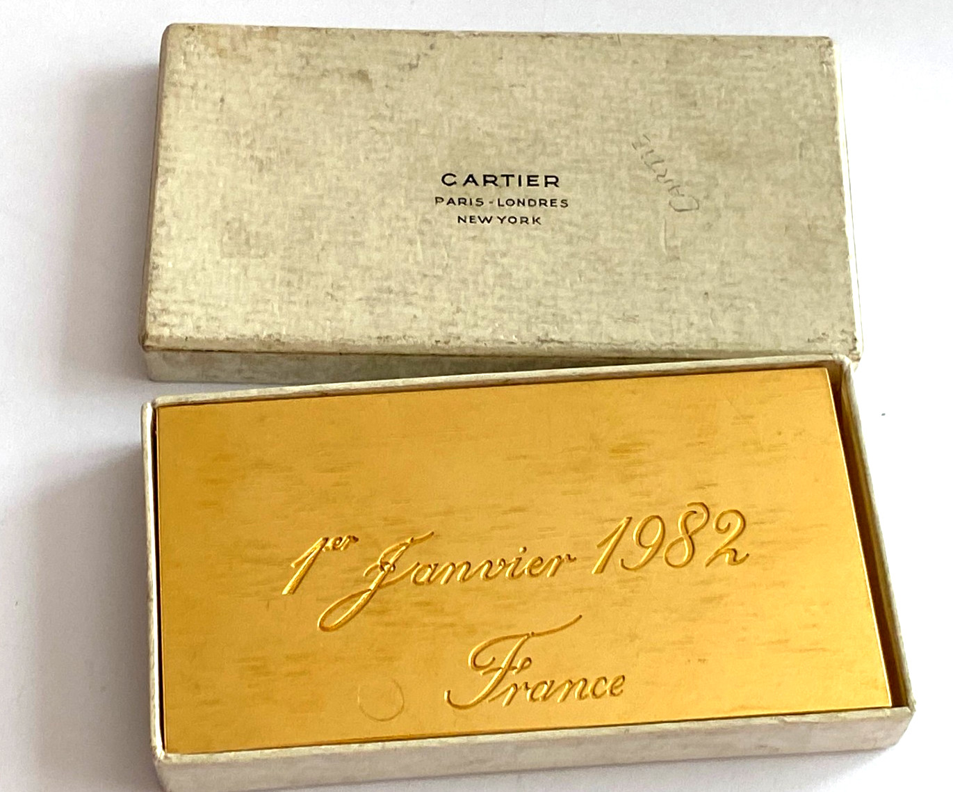 Antique Rare Cartier Paris 1982 Anniversary Gilded VW & MAN Desk Press papier