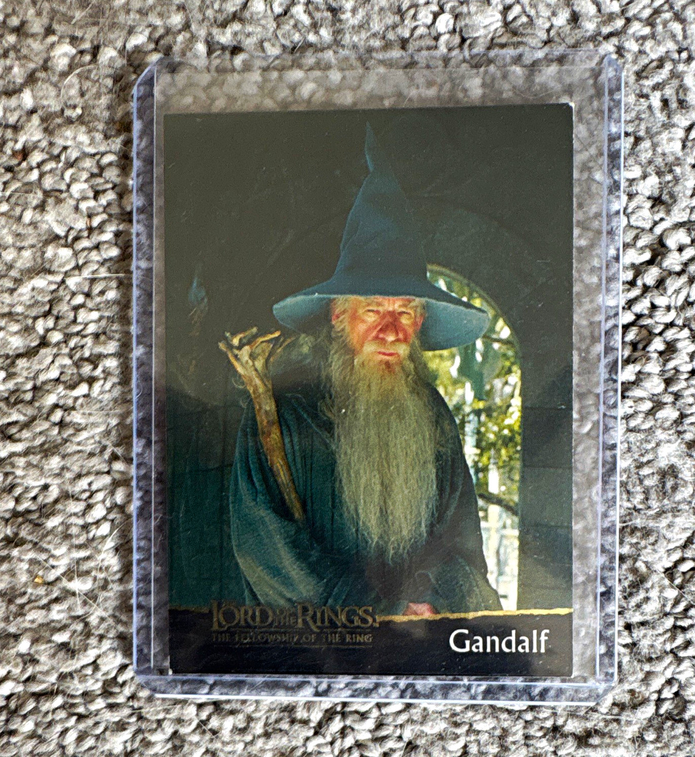 Topps Lord of the Rings Fellowship Base Card #2 Gandalf Ian McKellen low grade Topps Lord of the Rings Fellowship Base Card #2 Gandalf Ian McKellen low grade