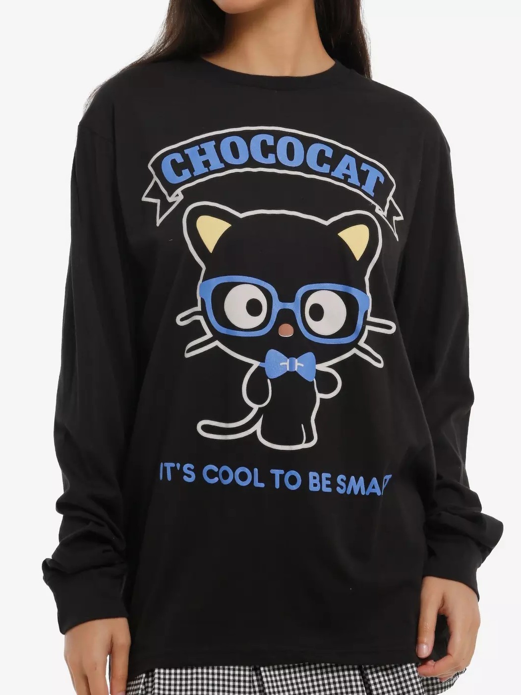 Sanrio Chococat Cool to be Smart Long-Sleeve T-Shirt Black Juniors XL NEW NWT