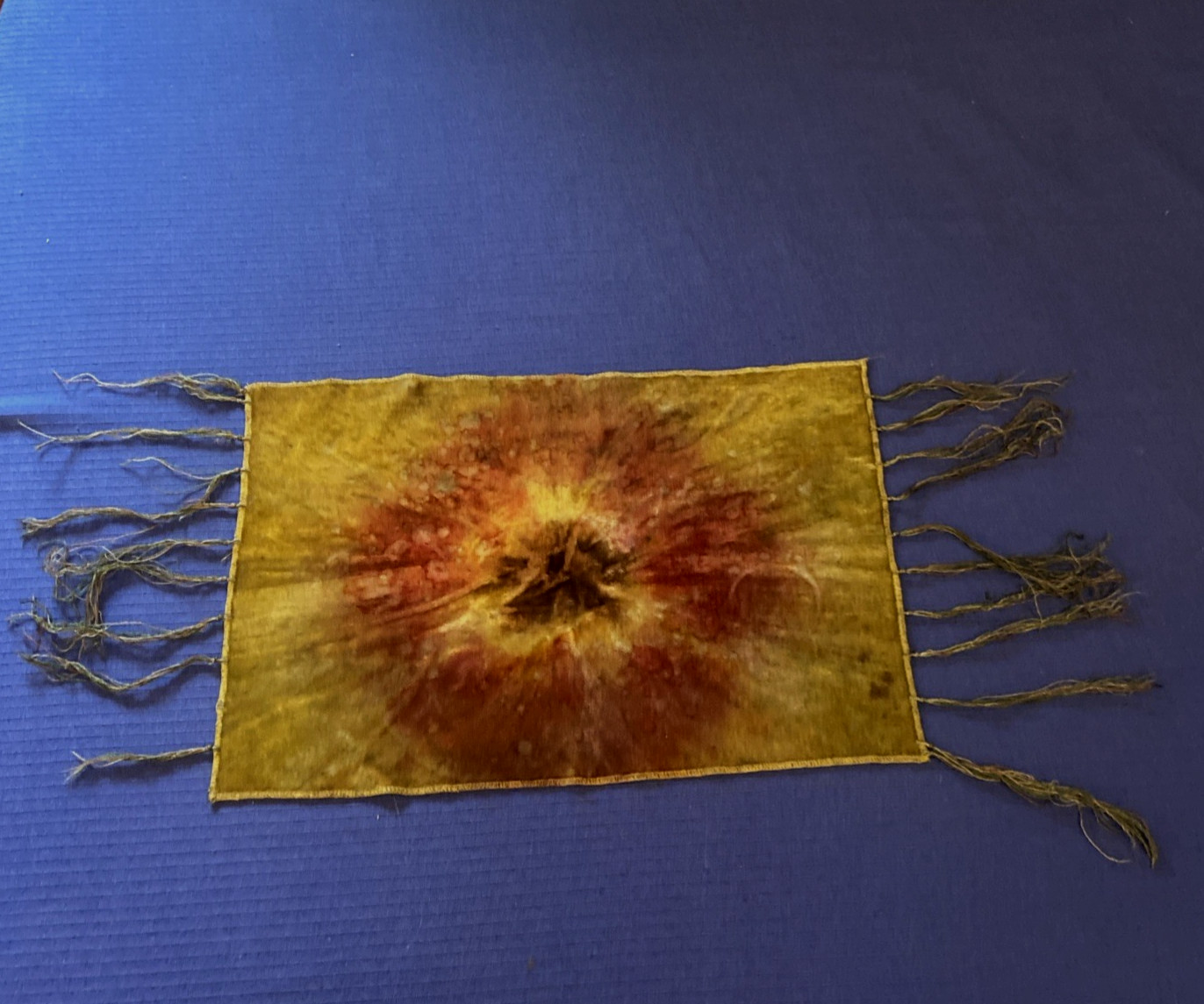 antique TIE DYE Art Deco textile piece small runner DOILY velvet silk fringe antique TIE DYE Art Deco textile piece small runner DOILY velvet silk fringe