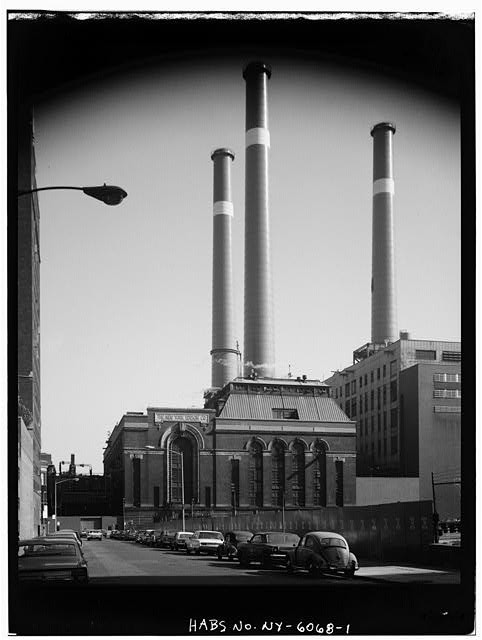New York City NY 1900s New York Edison Powerhouse First Avenue Smokestacks