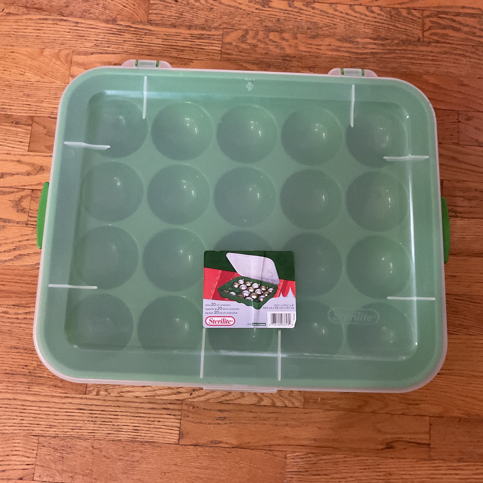 Sterilite Christmas Ornament Storage Case 20 Compartment Green Holiday Organizer