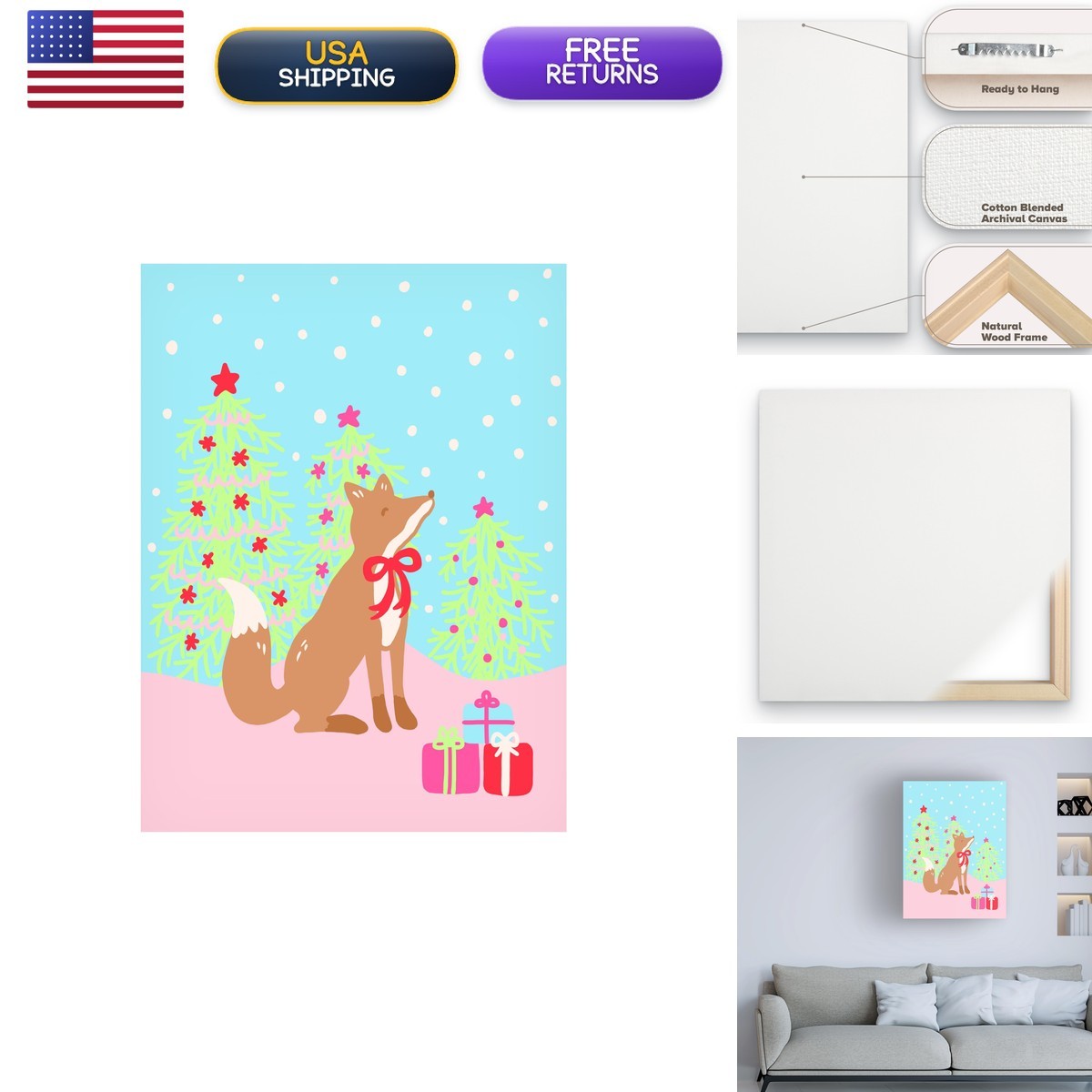 Trademark Fine Art Alvina Kwong \'Fox Bow Christmas\' Canvas Wall Art