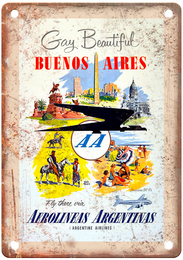 Vintage Buenos Aires Travel Poster Retro Look Sign T1105