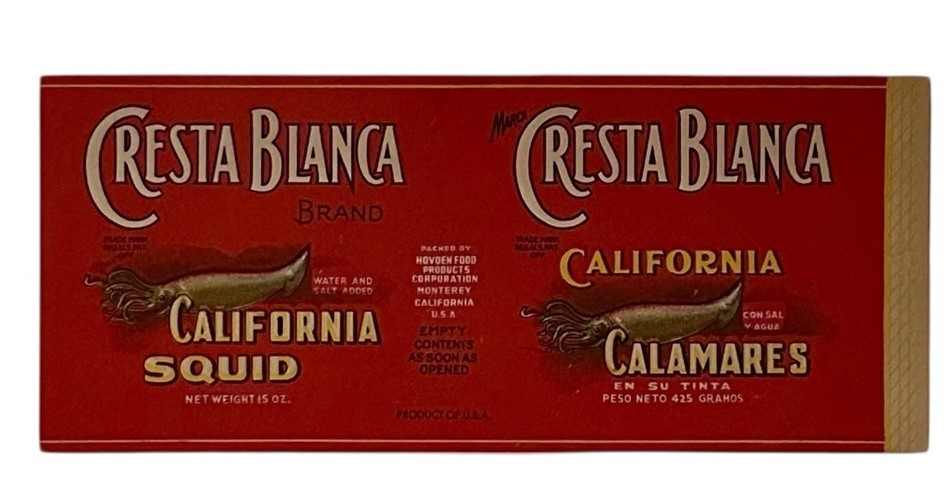 Vintage Cresta Blanca Squid Monterey CA Cannery Row Can Label - Nostalgic Retro Vintage Cresta Blanca Squid Monterey CA Cannery Row Can Label - Nostalgic Retro
