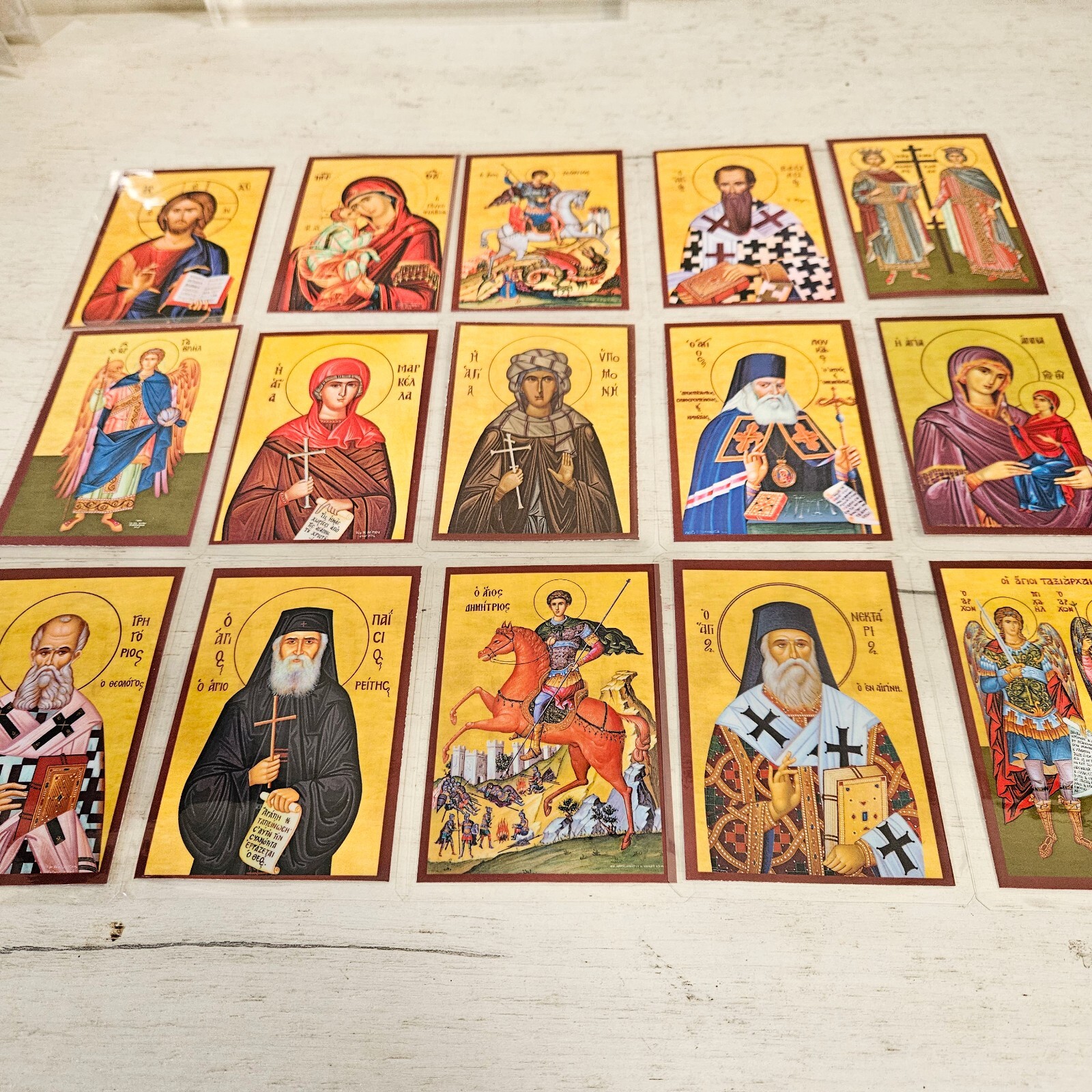 Christian Prayer Cards Set of 15 – Jesus Christ Virgin Mary Saints Laminated