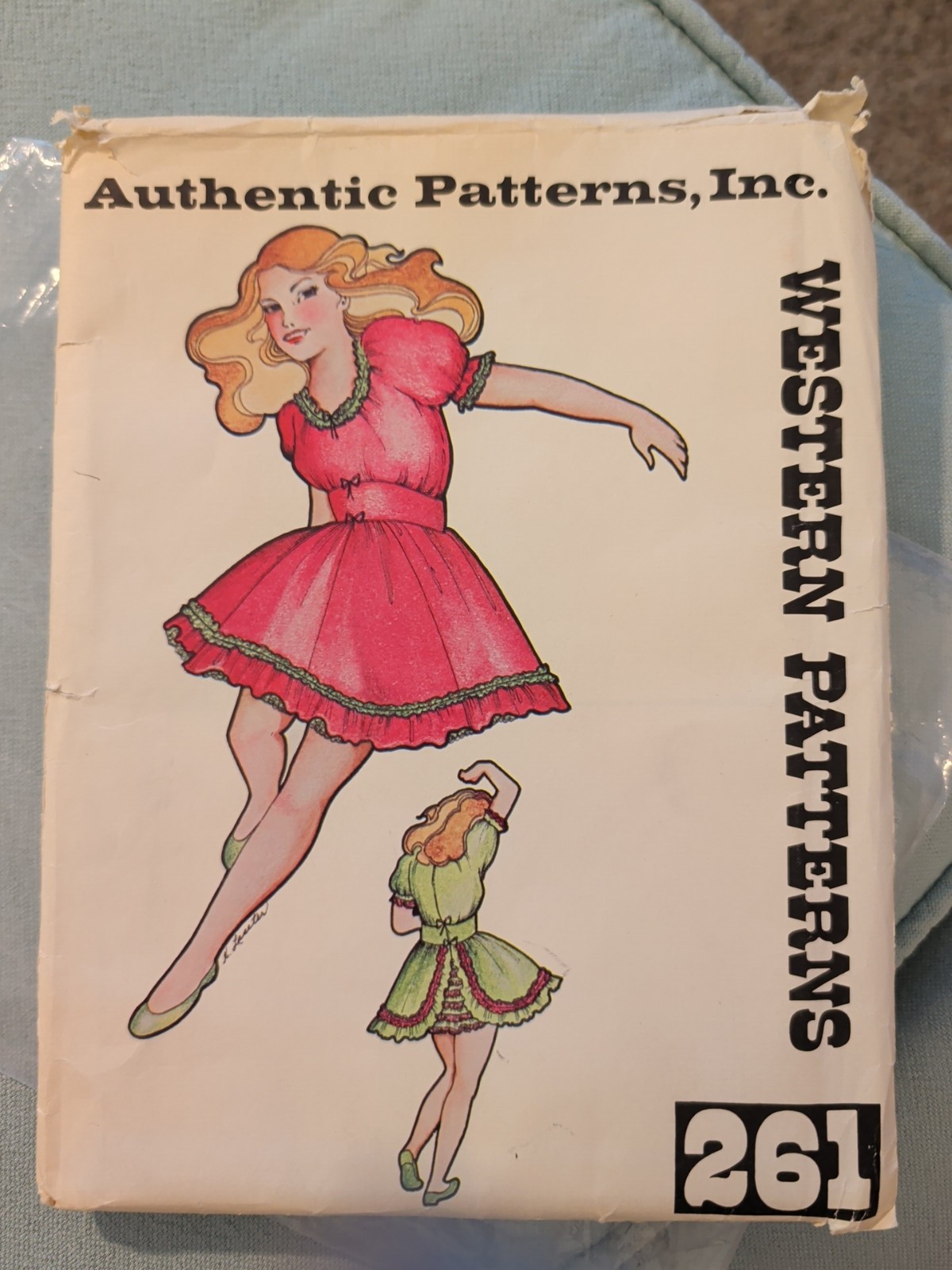 Authentic Patterns Inc #261 Ladies Square Dance Dress Ruffles Lace Sz 14 UNCUT