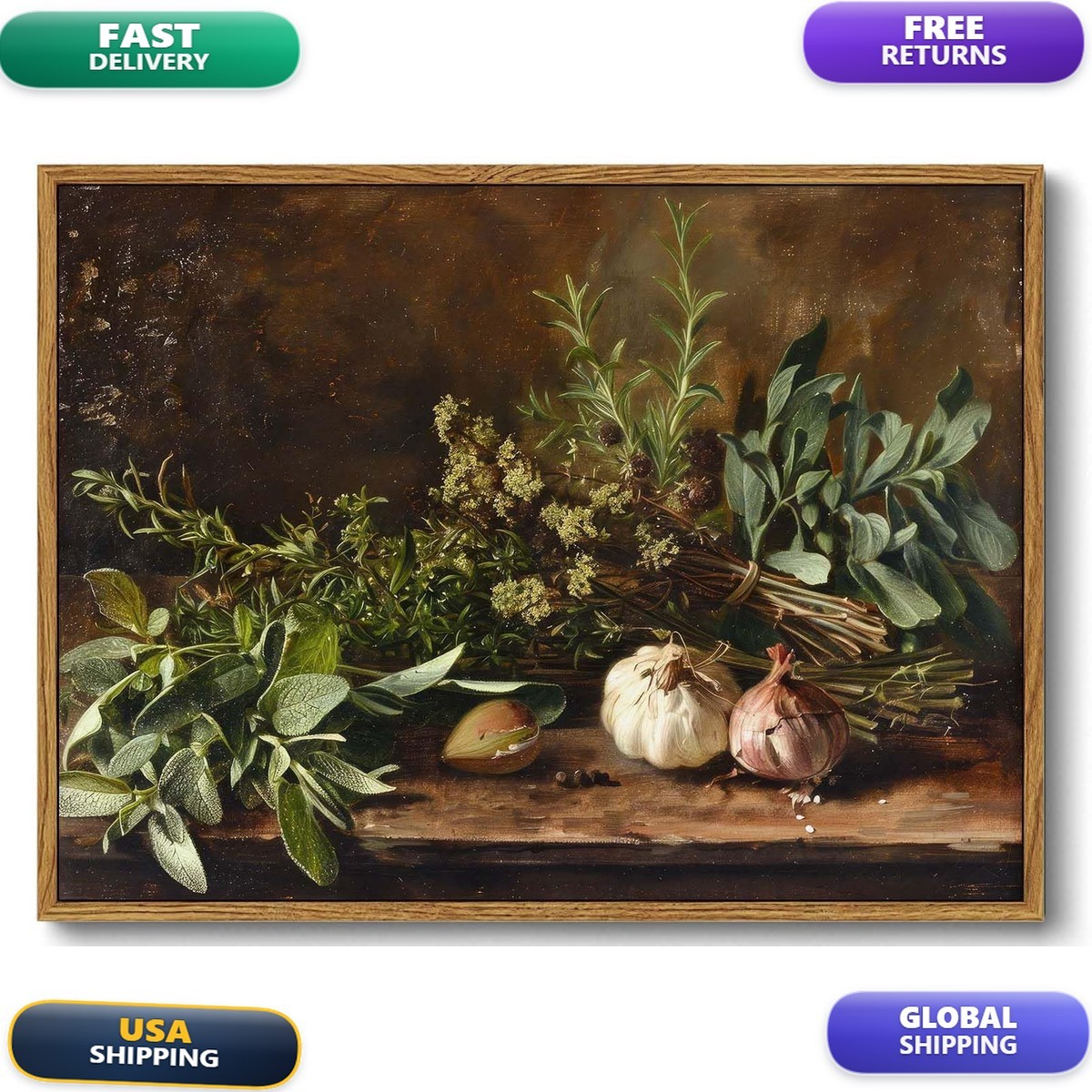 XLARTMY Framed Canvas Wall Art Vintage Botanical 16x24In XLARTMY Framed Canvas Wall Art Vintage Botanical 16x24In