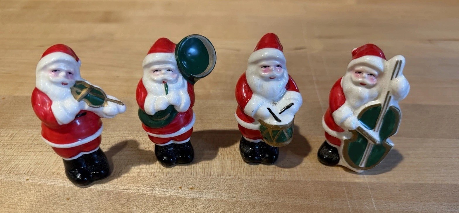 Set Of 4 Vintage SANTA Band/Orchestra Salt & Pepper Shakers Made in Japan 3-1/2\ Set Of 4 Vintage SANTA Band/Orchestra Salt & Pepper Shakers Made in Japan 3-1/2\