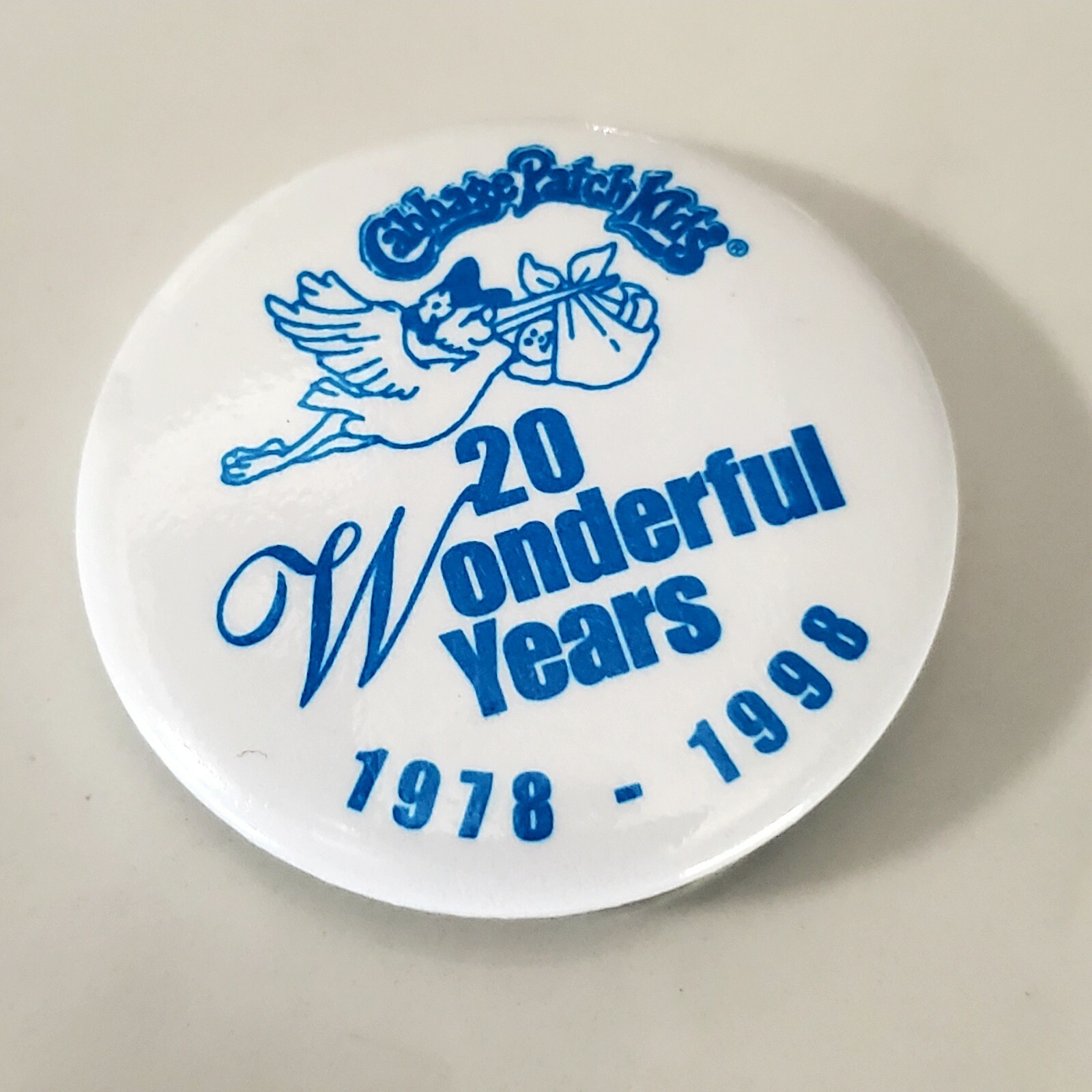 Vintage Button - Cabbage Patch Kids - 20 Wonderful Years - 1978-1998 Pinback