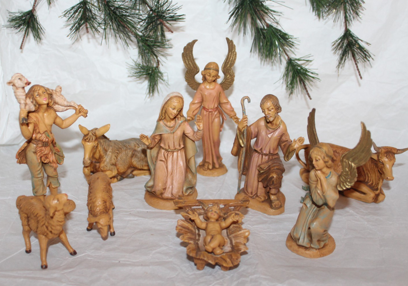 1983 Fontinini Nativity 11 Pc Set Jesus Mary Joseph Angels Shepherd 5