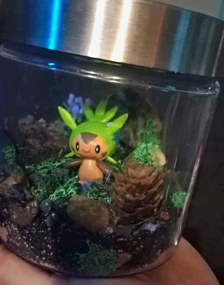 Pokémon Chespin Figurine Glass Jar Terrarium Decor Animation Theme Pokémon Chespin Figurine Glass Jar Terrarium Decor Animation Theme
