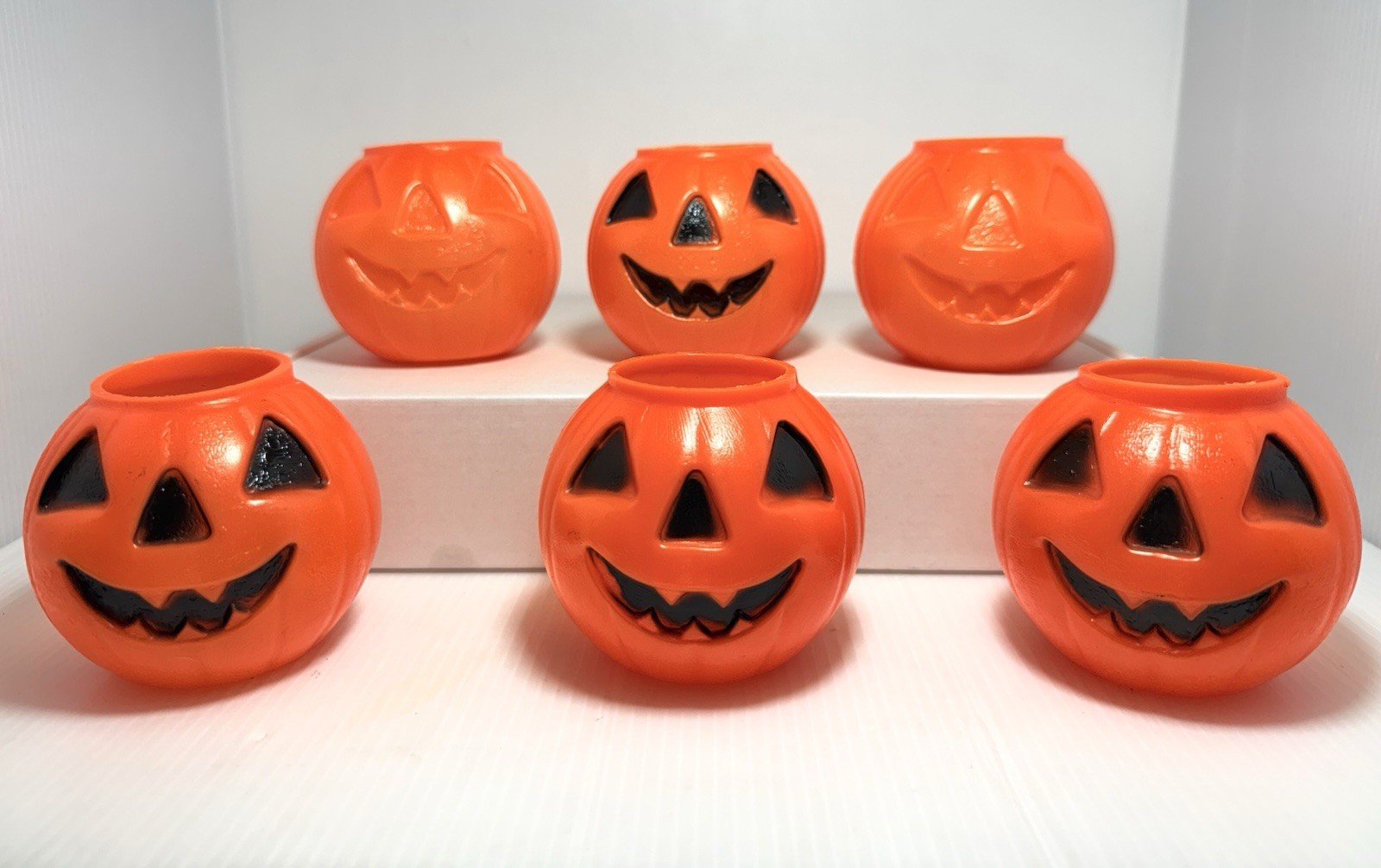 6 VTG Halloween Mini Blow Mold 1980’s JOL Jack O Lantern 2.5” Candy Party Favor
