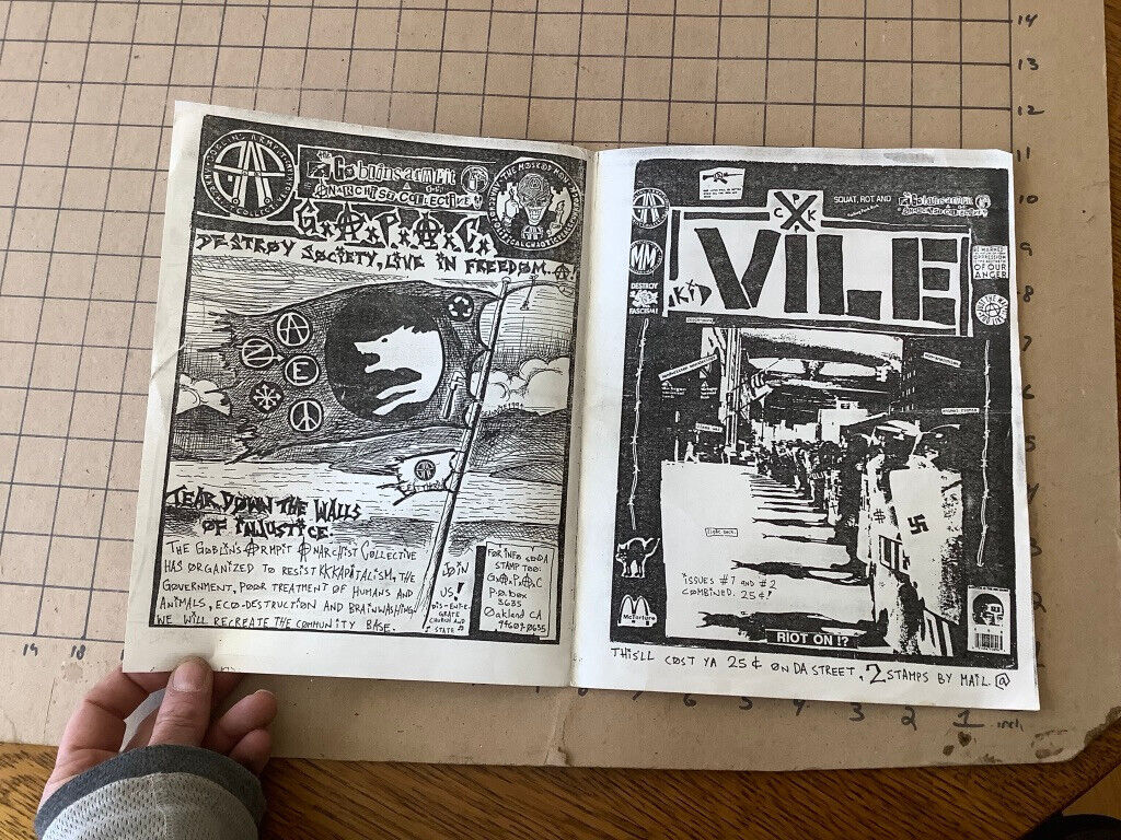 Original Zine: VILE #7 & #2 combined PUNK  Anarchist collective magazine