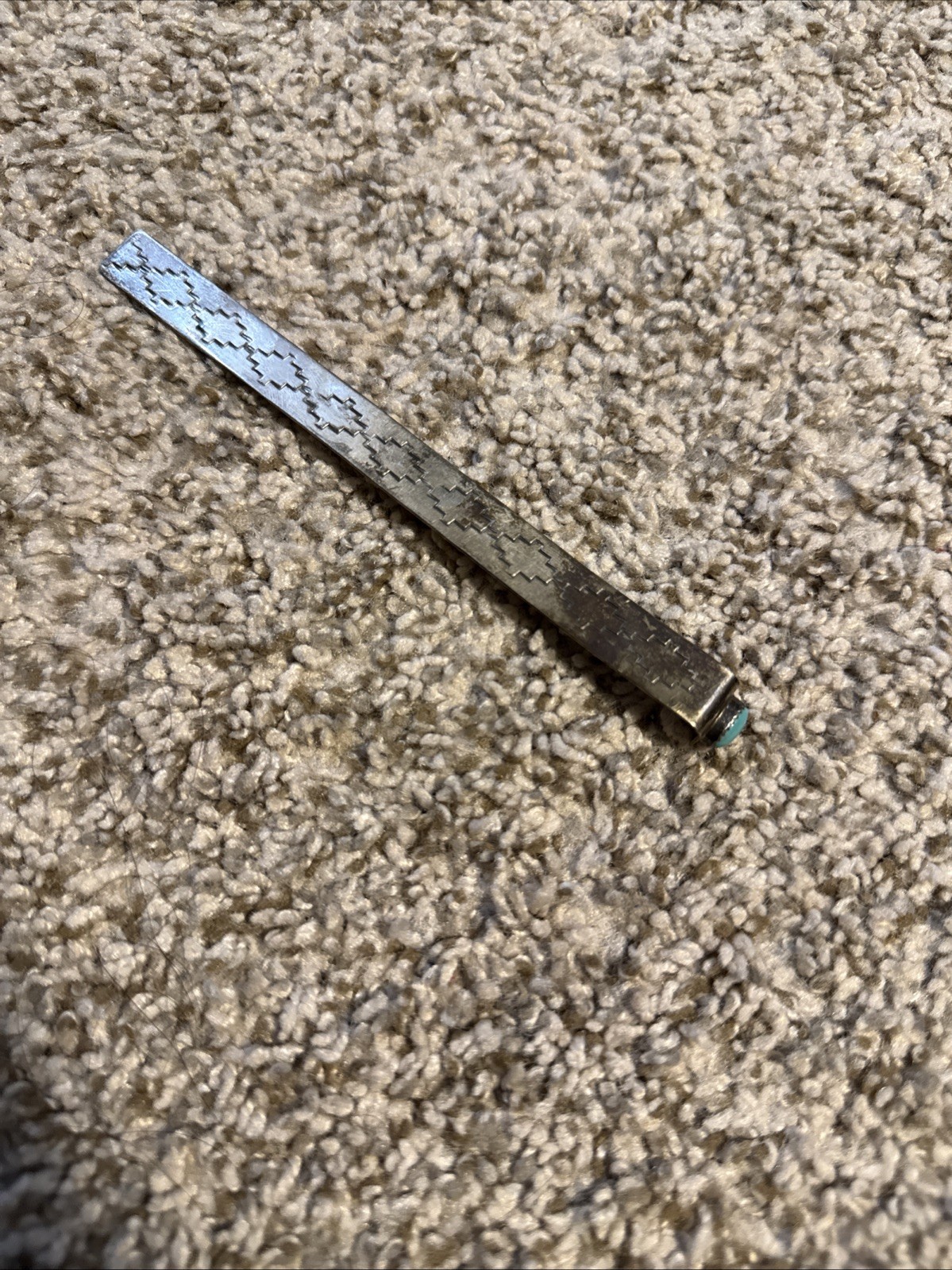 Navajo Indian Sterling Silver Turquoise Bookmark By Bruce Wood