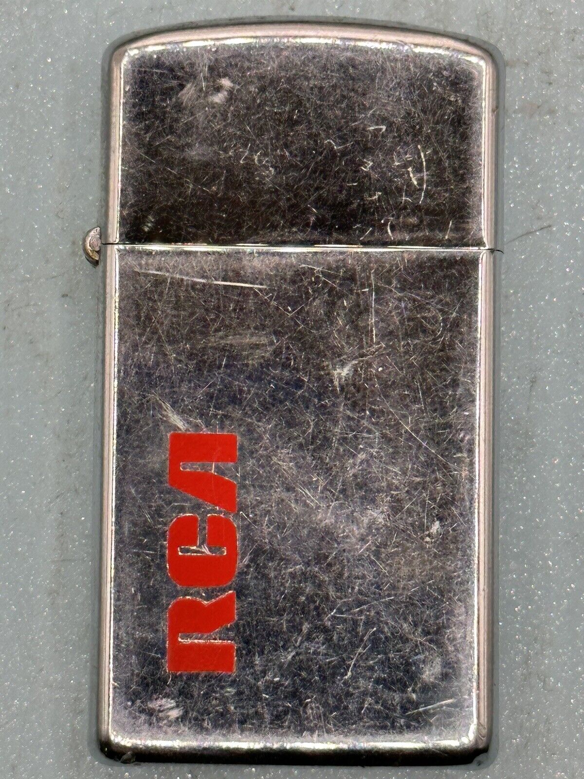 Vintage 1968 RCA Logo Chrome Slim Zippo Lighter