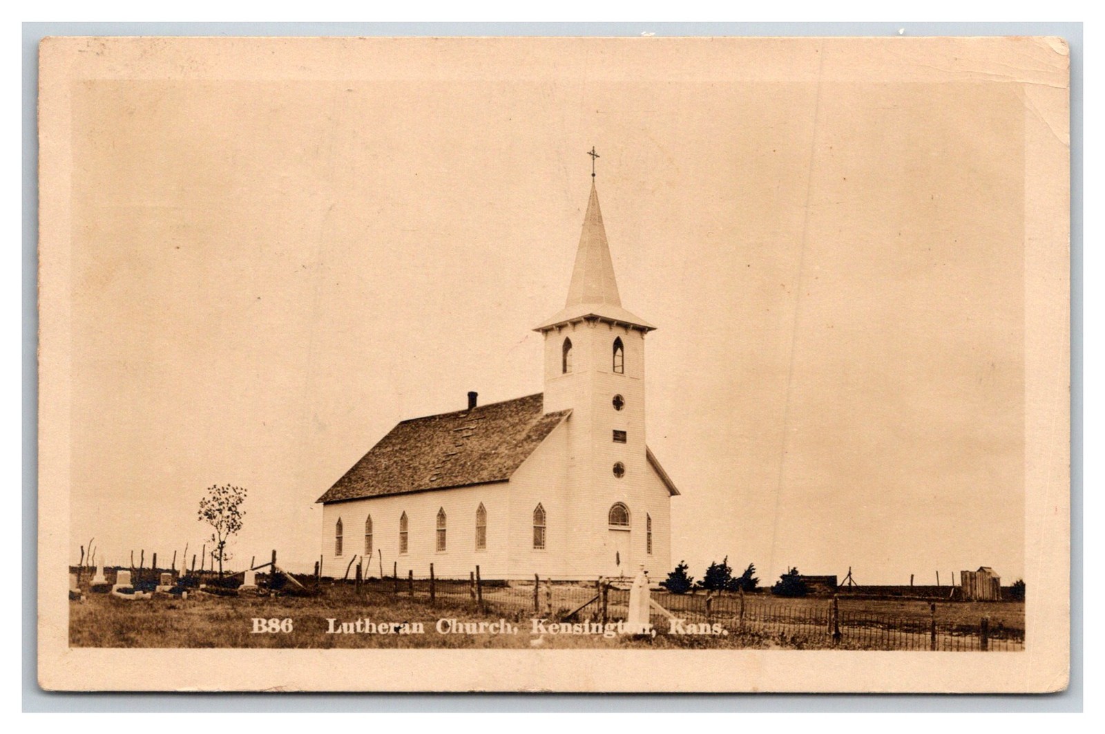 RPPC Kensington KS ~ Lutheran Church & cemetery KANSAS Smith County RPPC Kensington KS ~ Lutheran Church & cemetery KANSAS Smith County