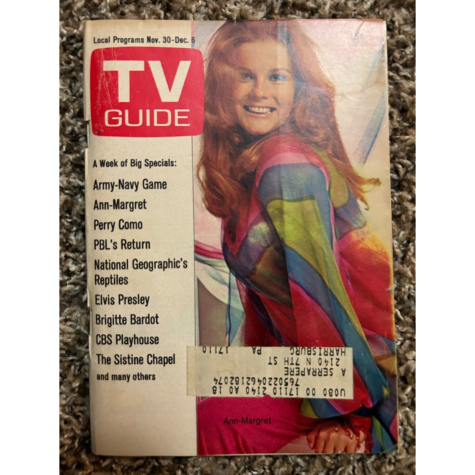 Vintage TV Guide Nov 30 1968 Ann-Margret Cover Elvis Presley Army-Navy Game Vintage TV Guide Nov 30 1968 Ann-Margret Cover Elvis Presley Army-Navy Game